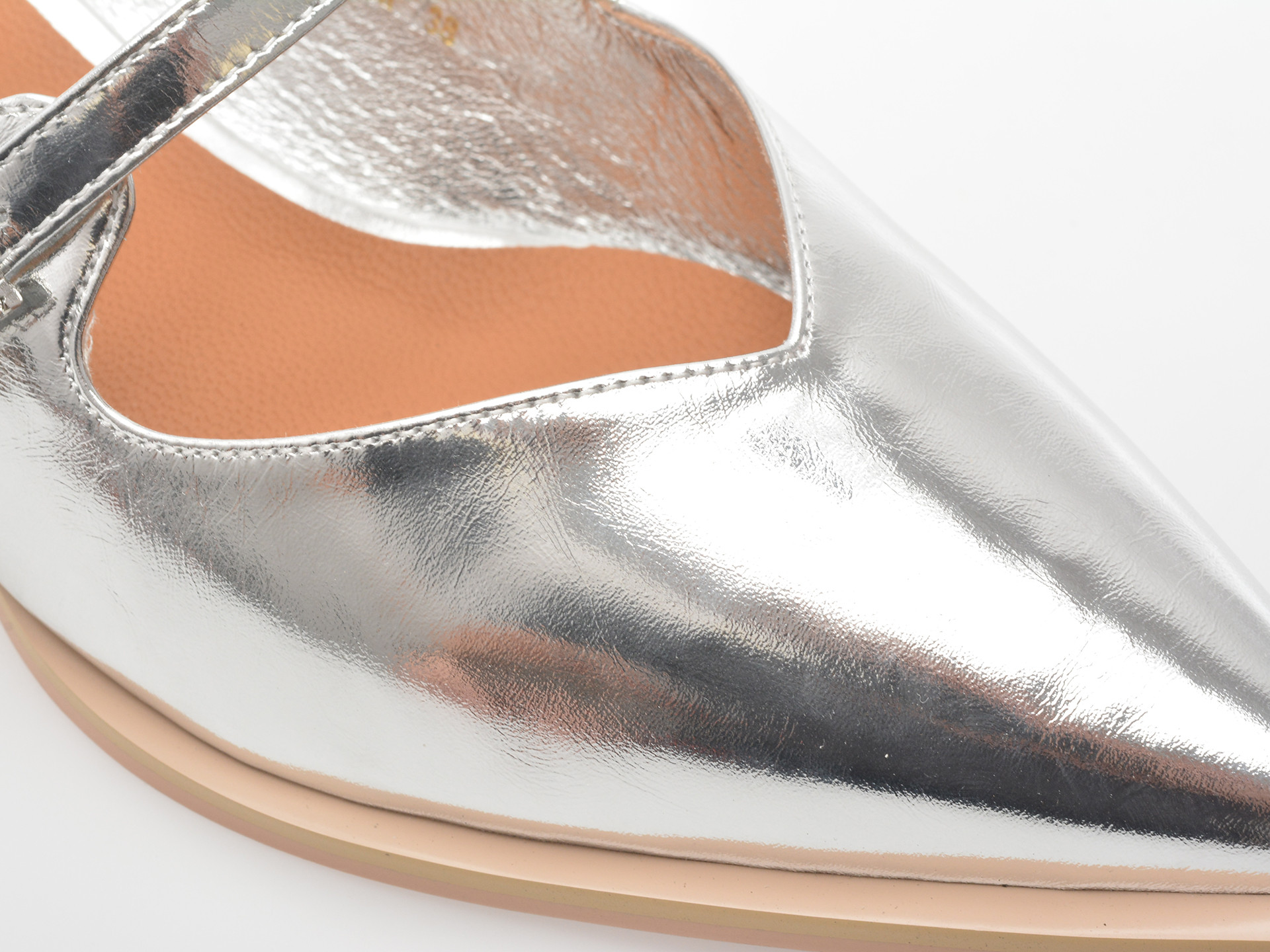 Papuci EPICA argintii, 1C5355, din piele naturala