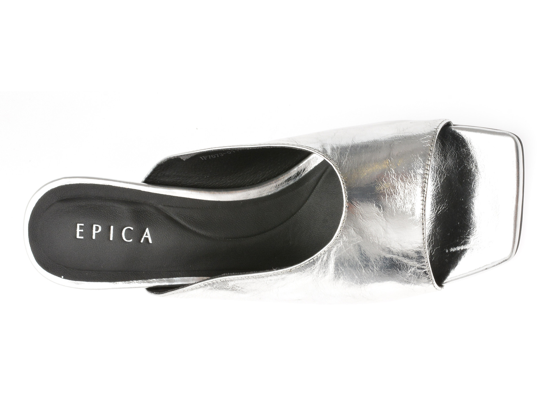 Papuci epica argintii 1f7073 din piele naturala