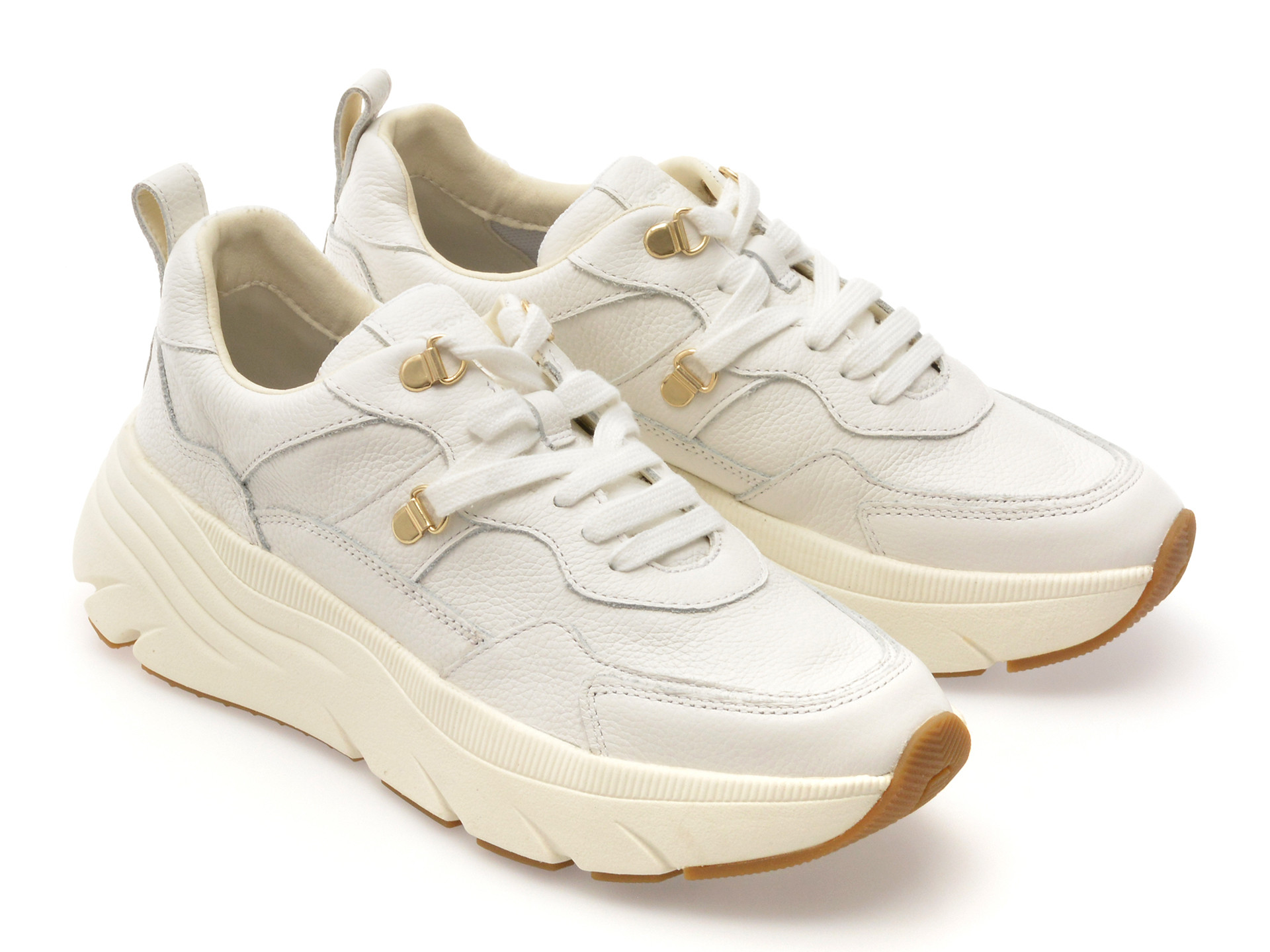 Pantofi sport GEOX albi, D36UFE, din piele naturala