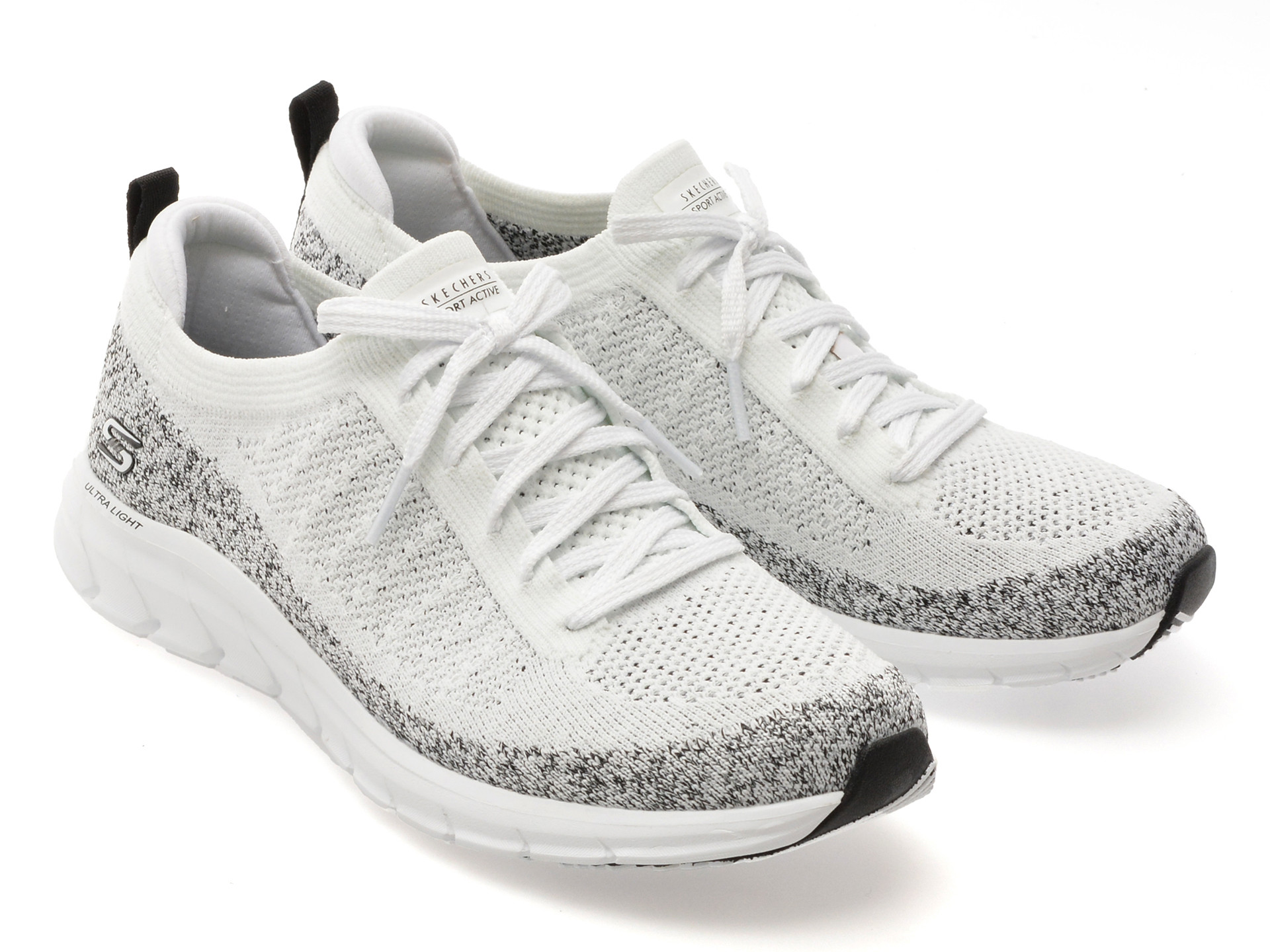 Pantofi sport SKECHERS albi, PURE FLEX, din material textil