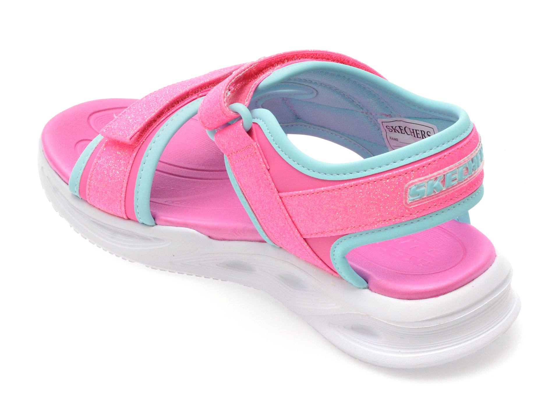 Sandale SKECHERS roz, SOLA GLOW SANDAL, din piele ecologica
