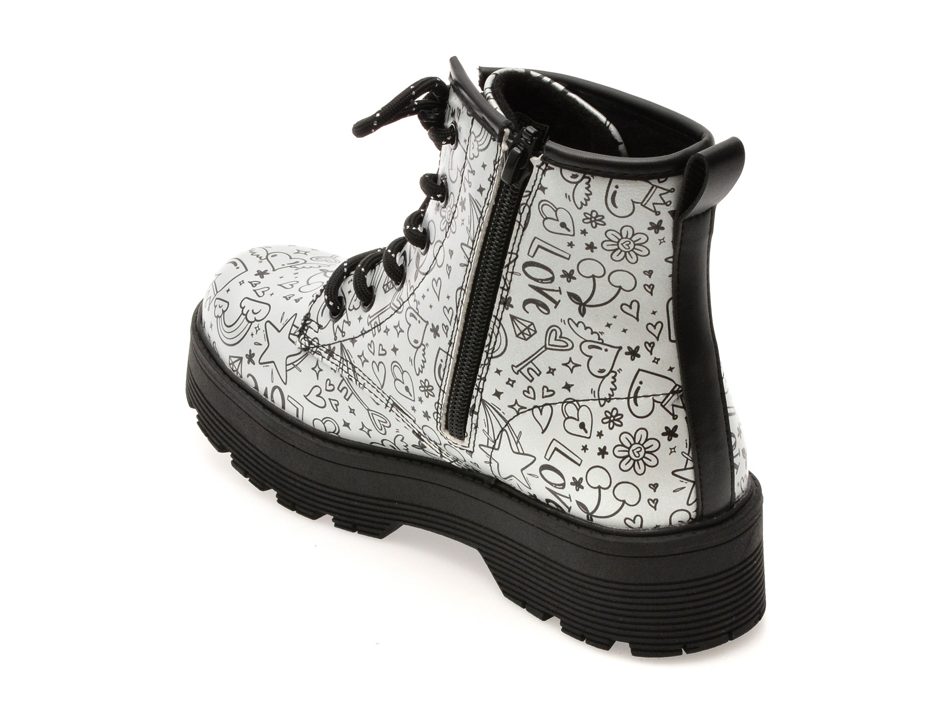 Ghete SKECHERS argintii, GRAVLEN HI, din piele ecologica