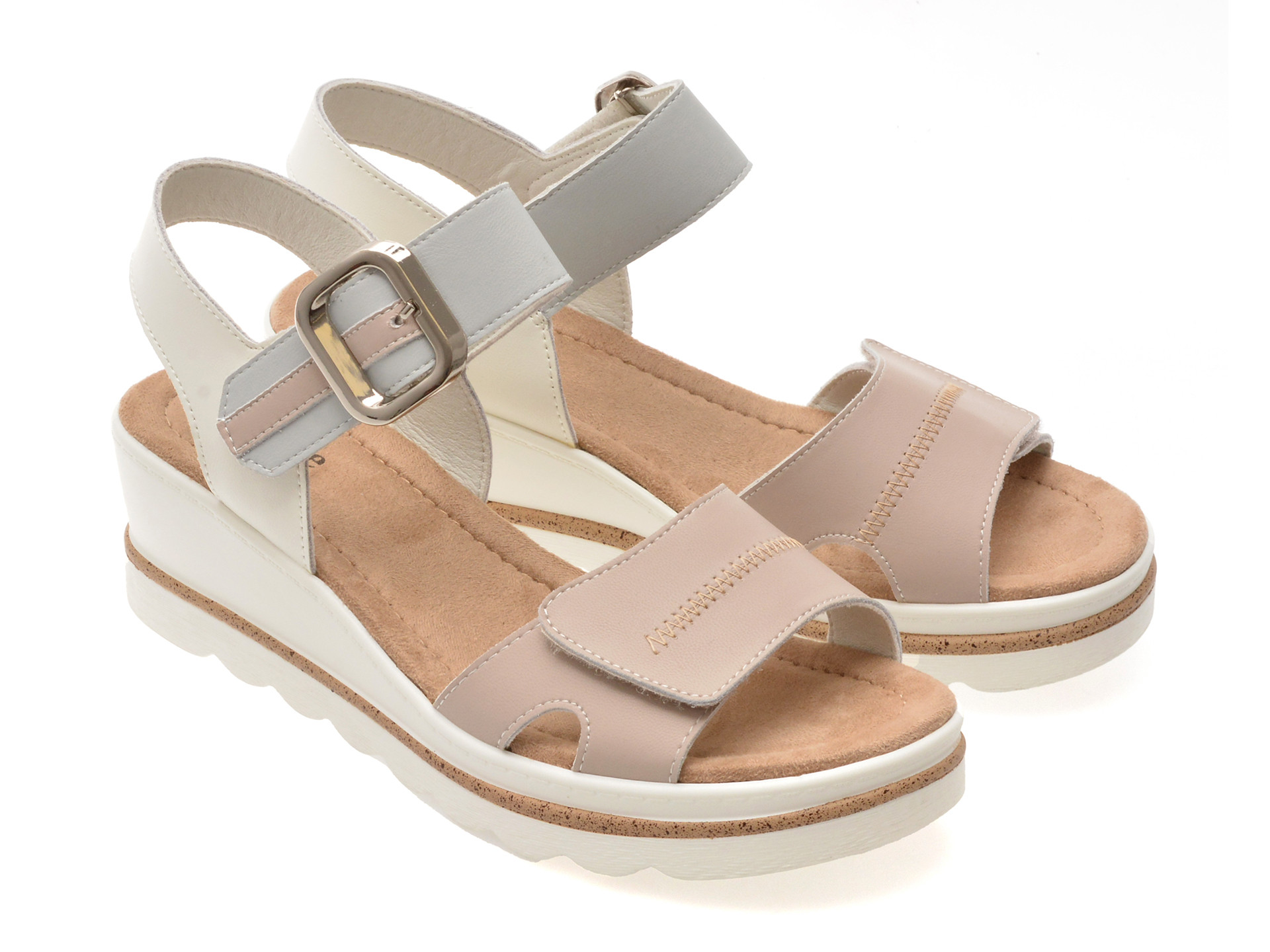 Sandale IMAGE albe, 1152H16, din piele naturala