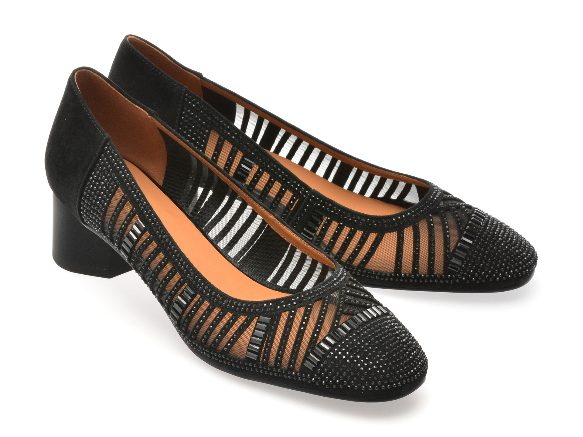 Balerini EPICA negri, 5101, din piele intoarsa