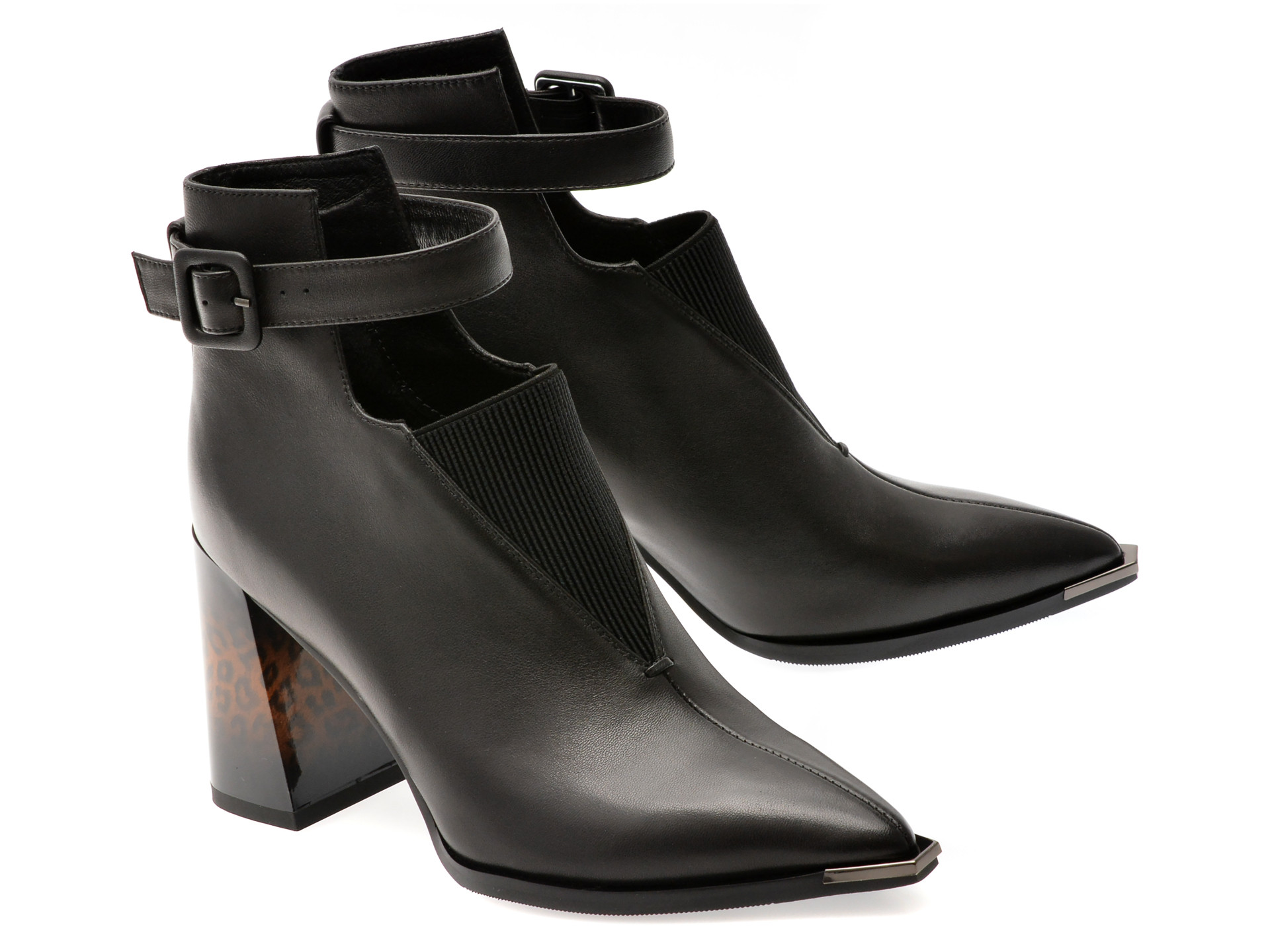 Botine elegante EPICA negre, J3925, din piele naturala
