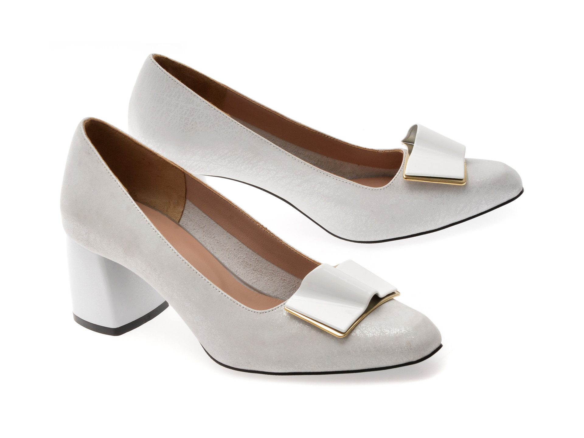 Pantofi EPICA argintii, 5411076, din piele naturala