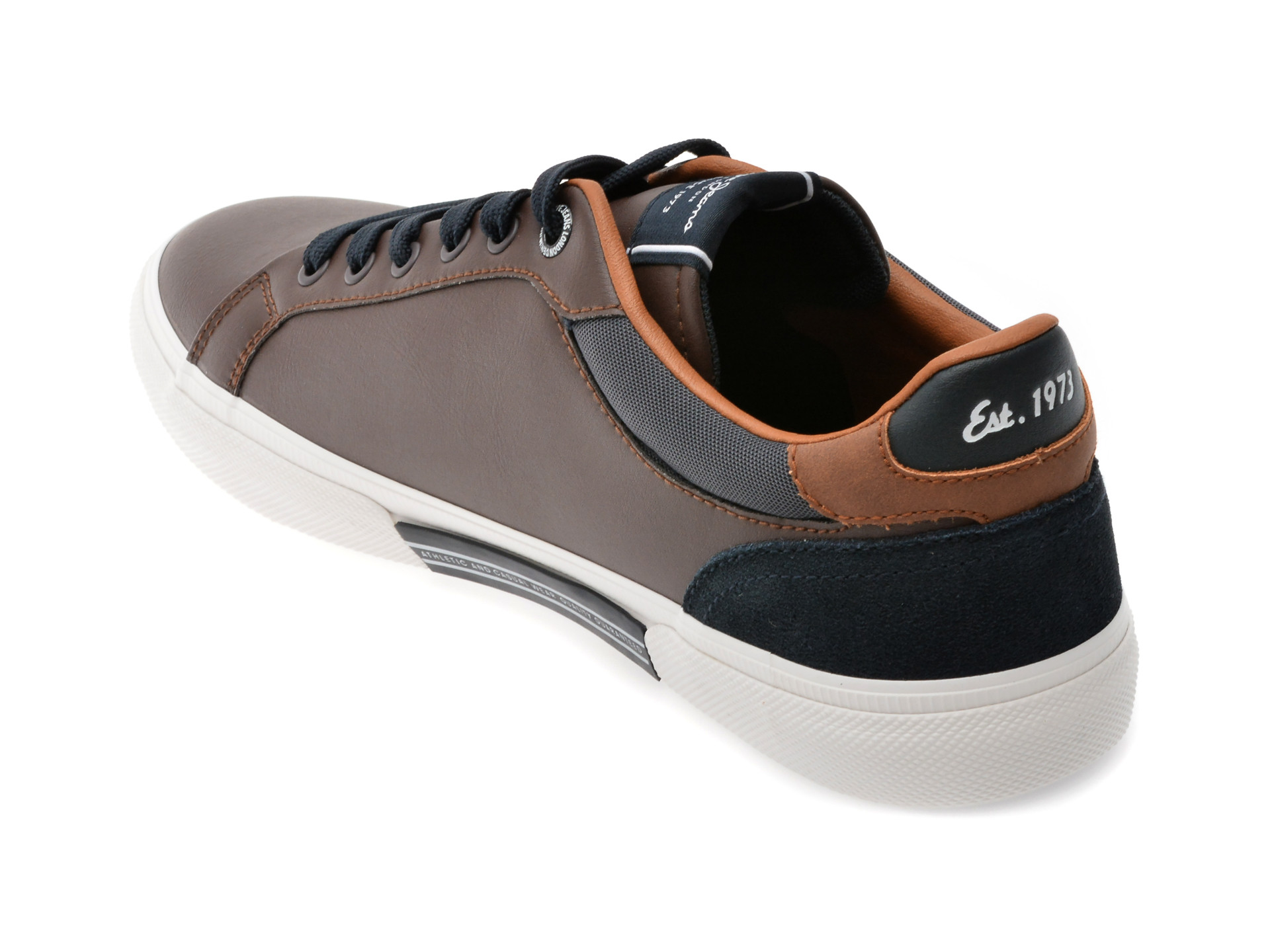 Pantofi sport PEPE JEANS maro, KENTON COURT, din piele ecologica