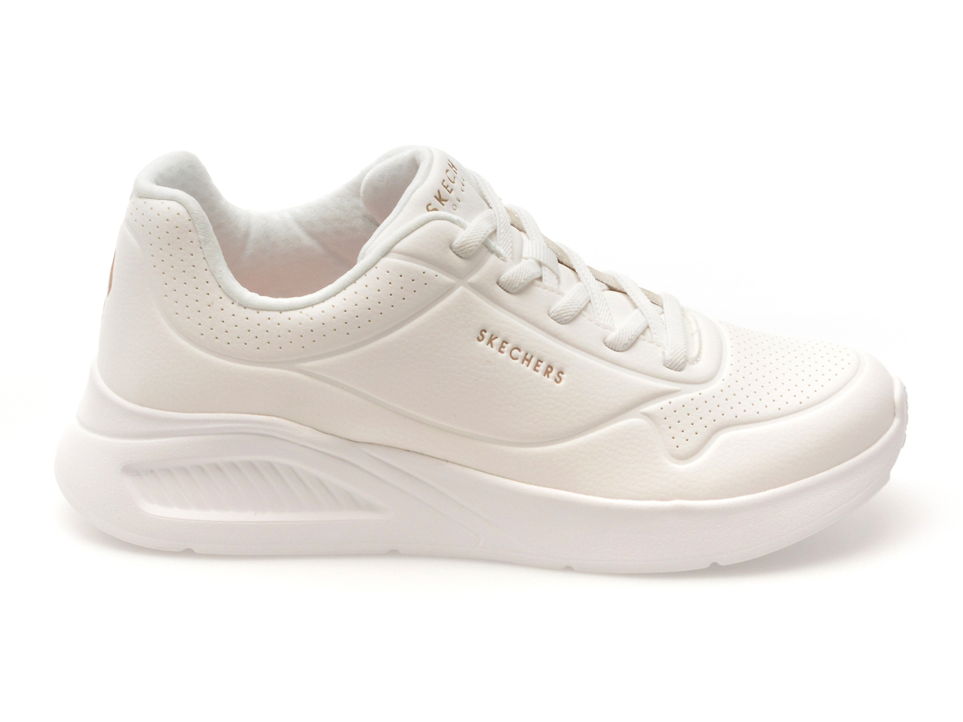 Pantofi sport SKECHERS albi, UNO LITE, din piele ecologica