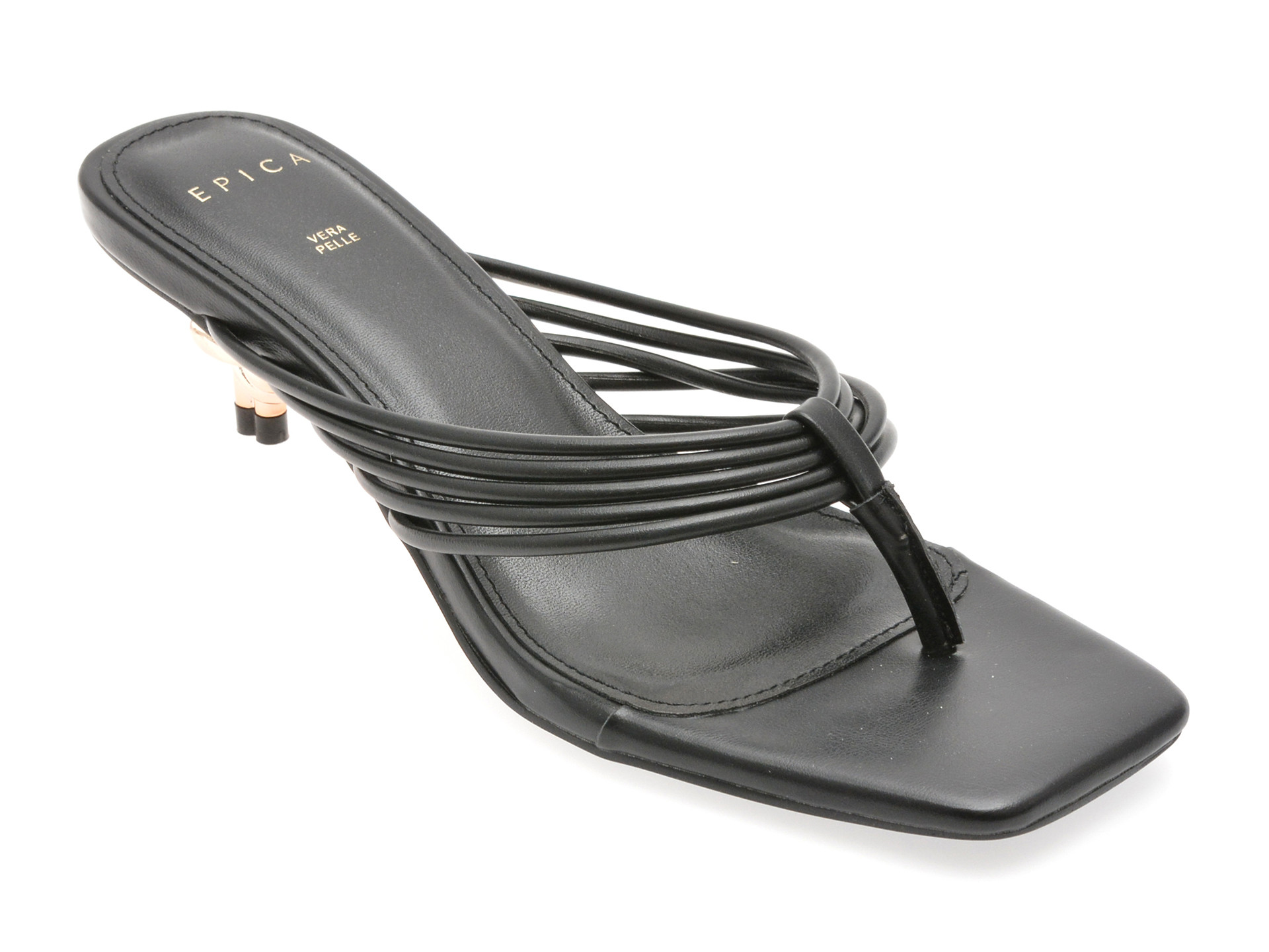 Papuci EPICA negri, 82933, din piele ecologica