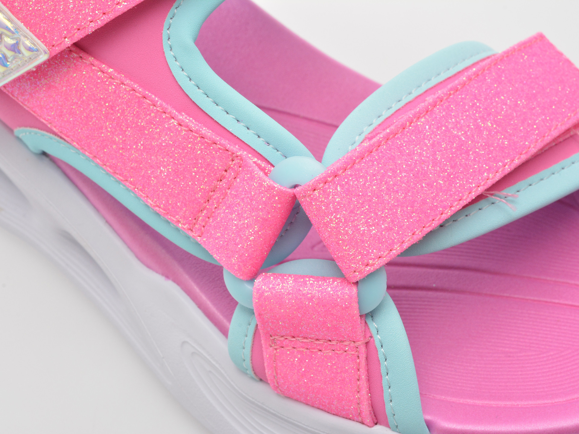 Sandale SKECHERS roz, SOLA GLOW SANDAL, din piele ecologica