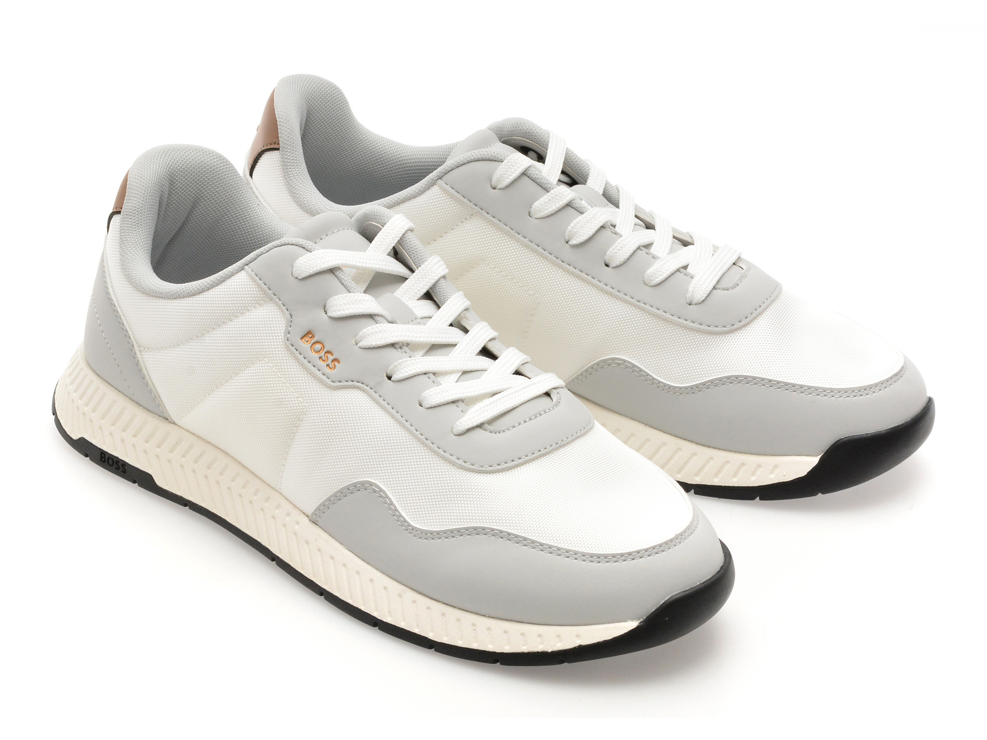 Pantofi sport BOSS albi, 6481, din piele ecologica