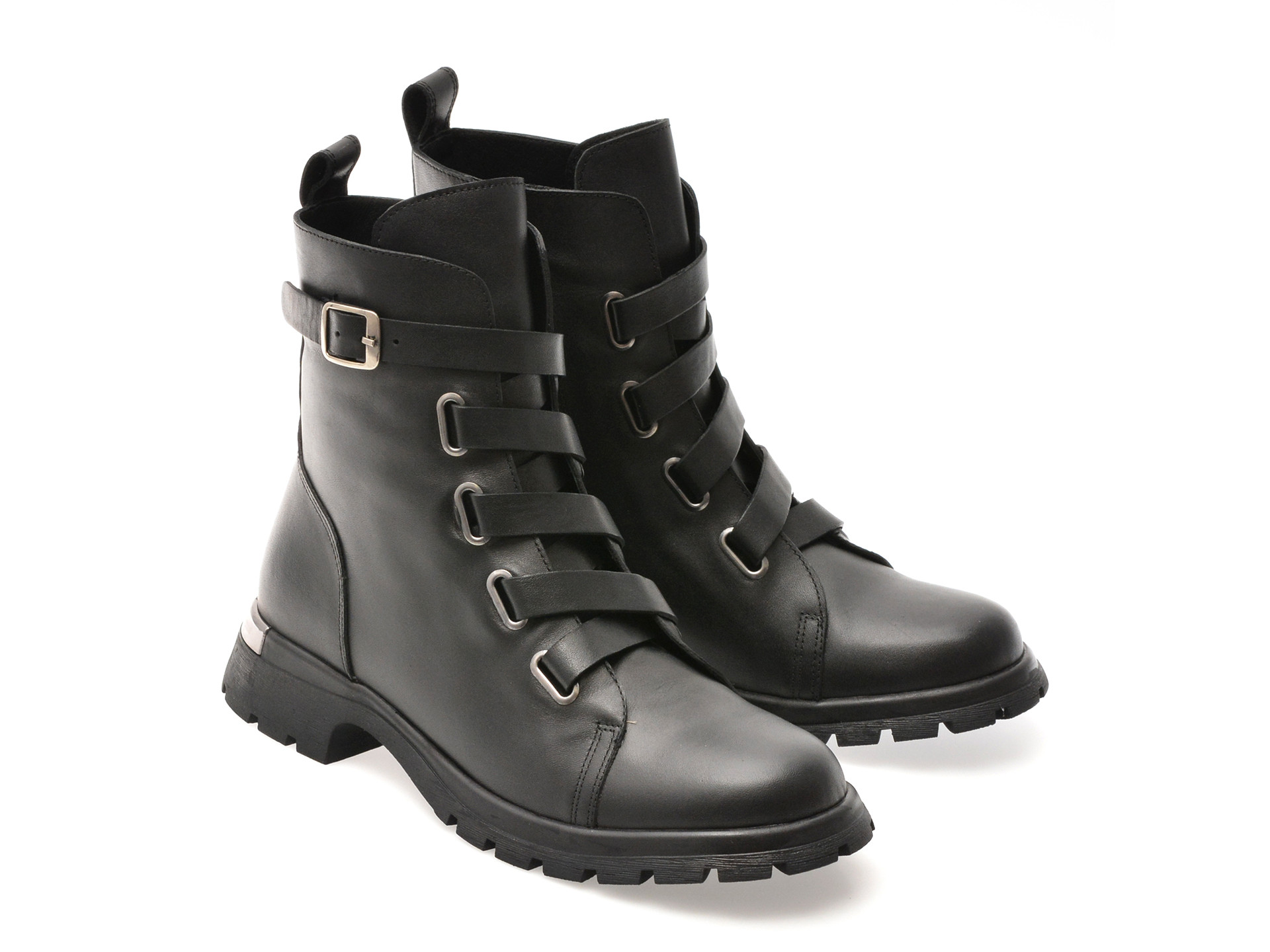 Ghete IMAGE negre, 208303, din piele naturala