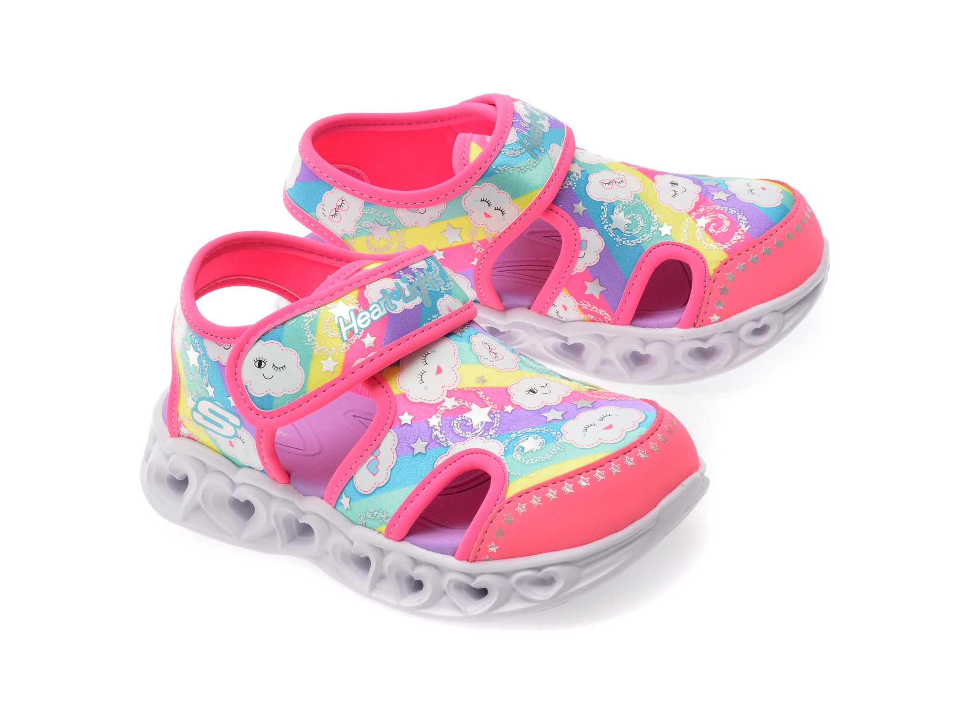 Pantofi sport SKECHERS roz, HEART LIGHTS, din material textil