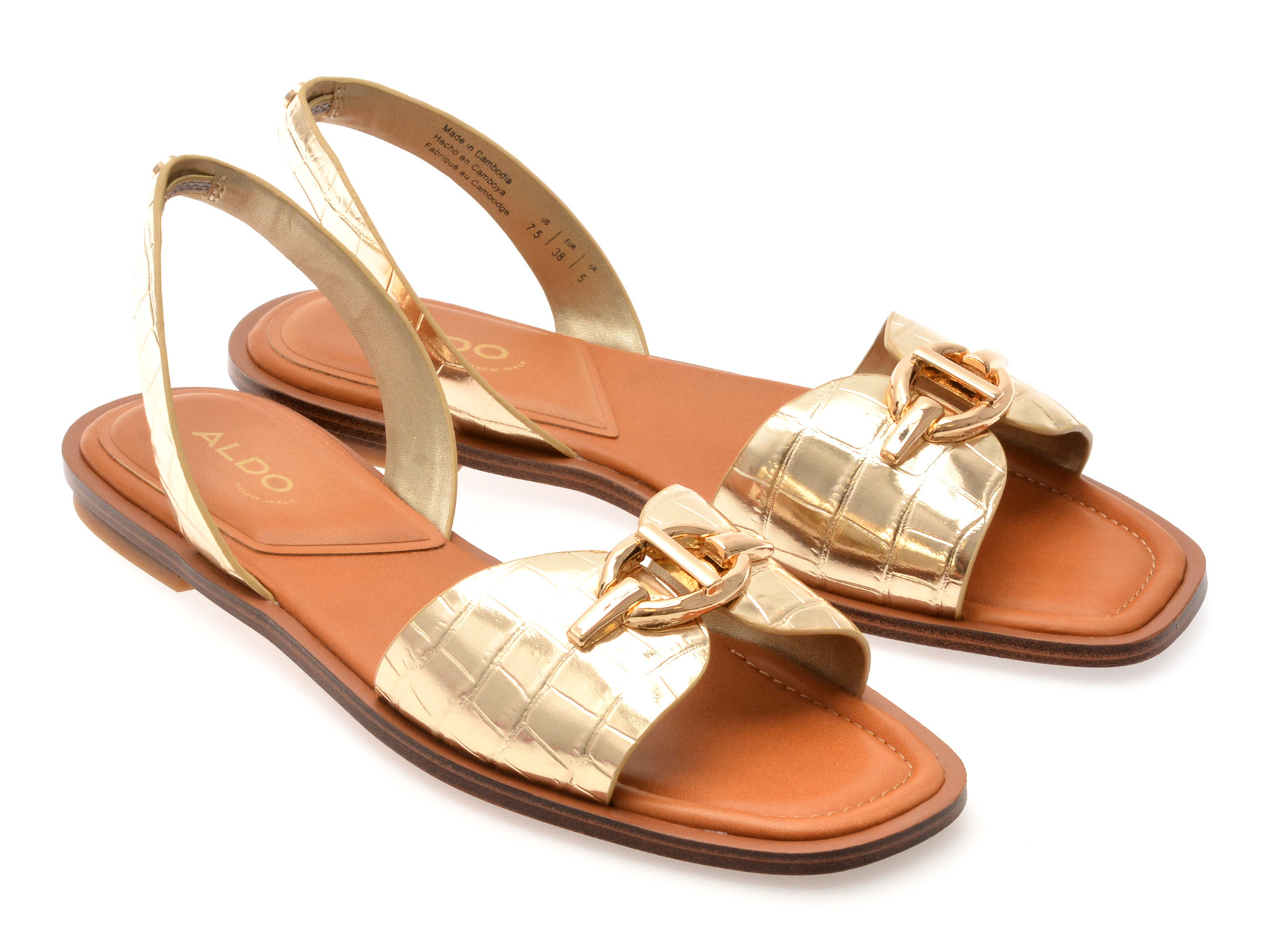 Sandale ALDO aurii, GOASSI 712, din piele ecologica
