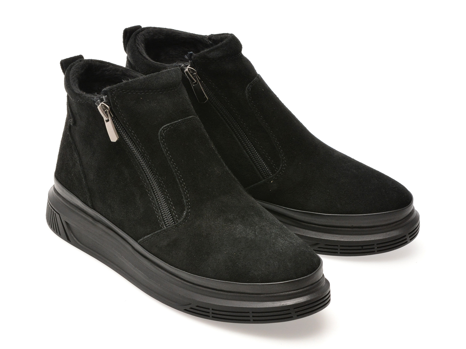 Ghete IMAGE negre, 213113, din piele intoarsa