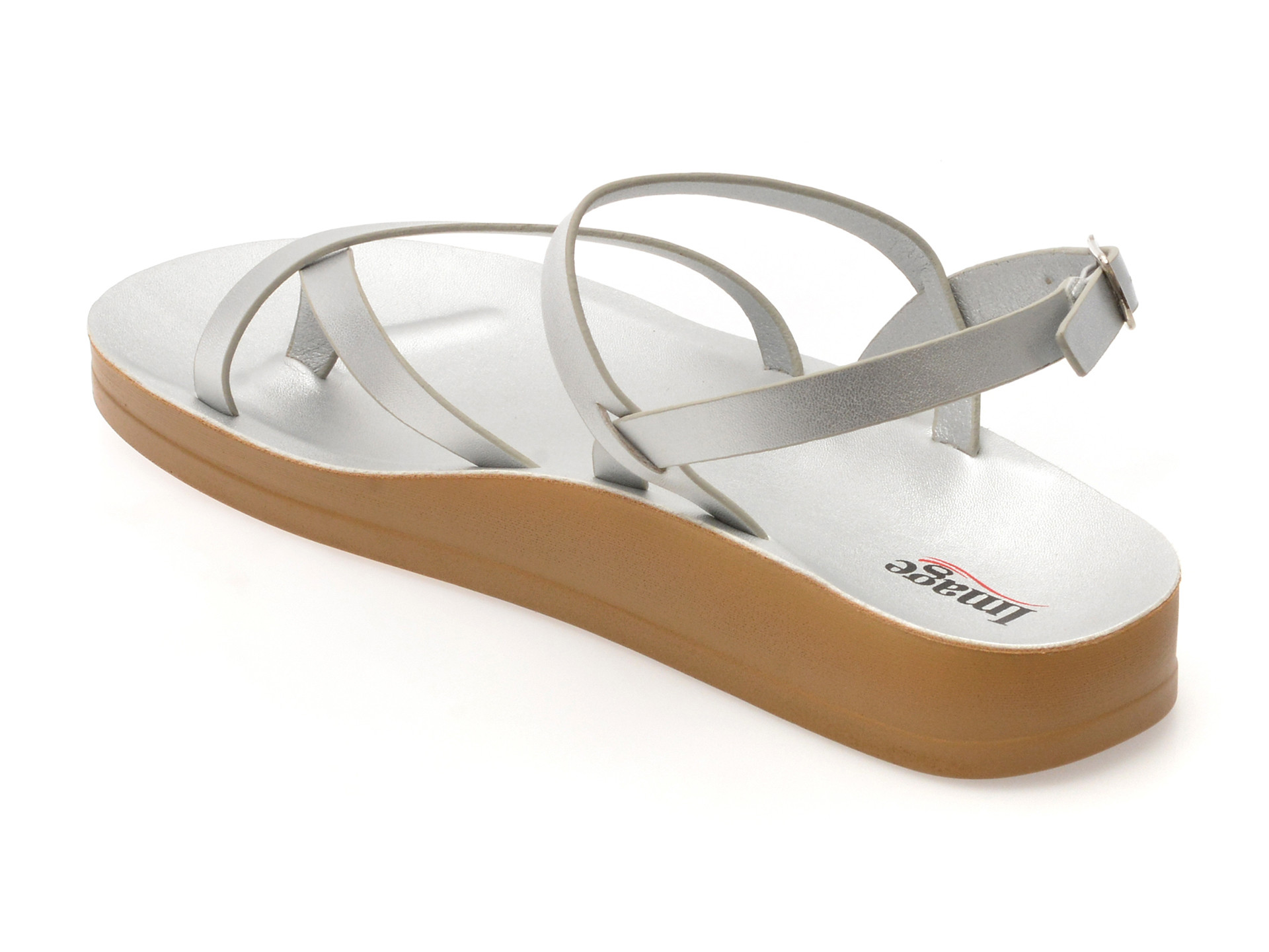 Sandale IMAGE argintii, 10728, din piele ecologica