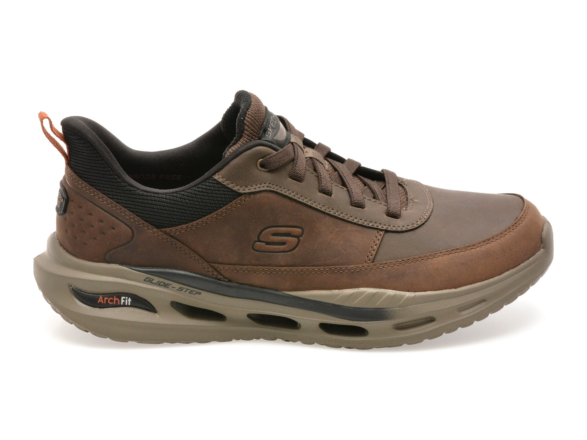 Pantofi sport SKECHERS maro, ARCH FIT ORVAN, din piele naturala