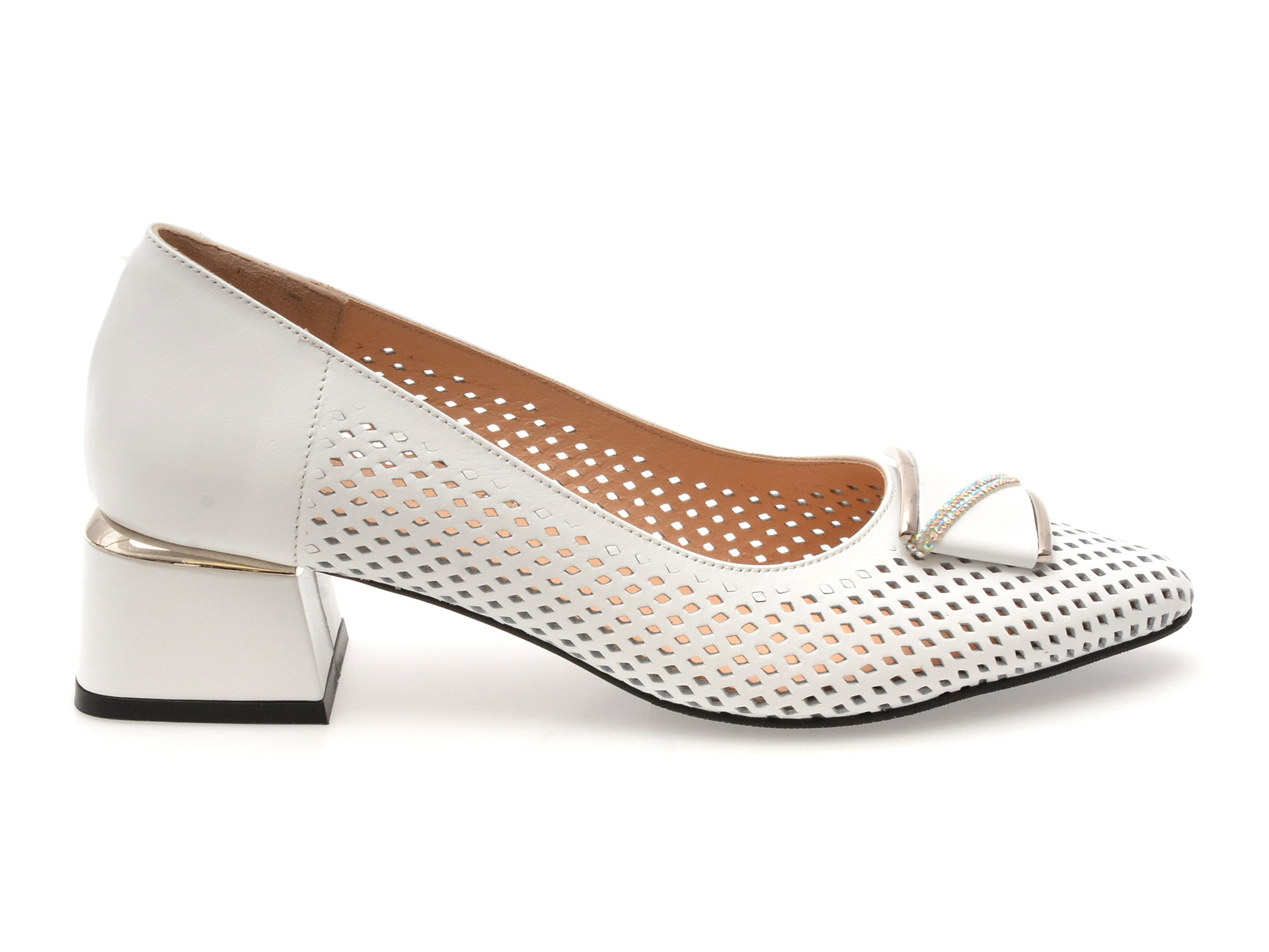 Pantofi EPICA albi, 6192301, din piele naturala