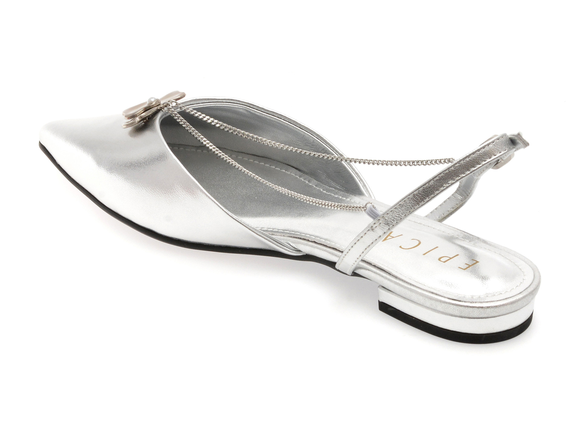 Pantofi EPICA argintii, 2000, din piele naturala