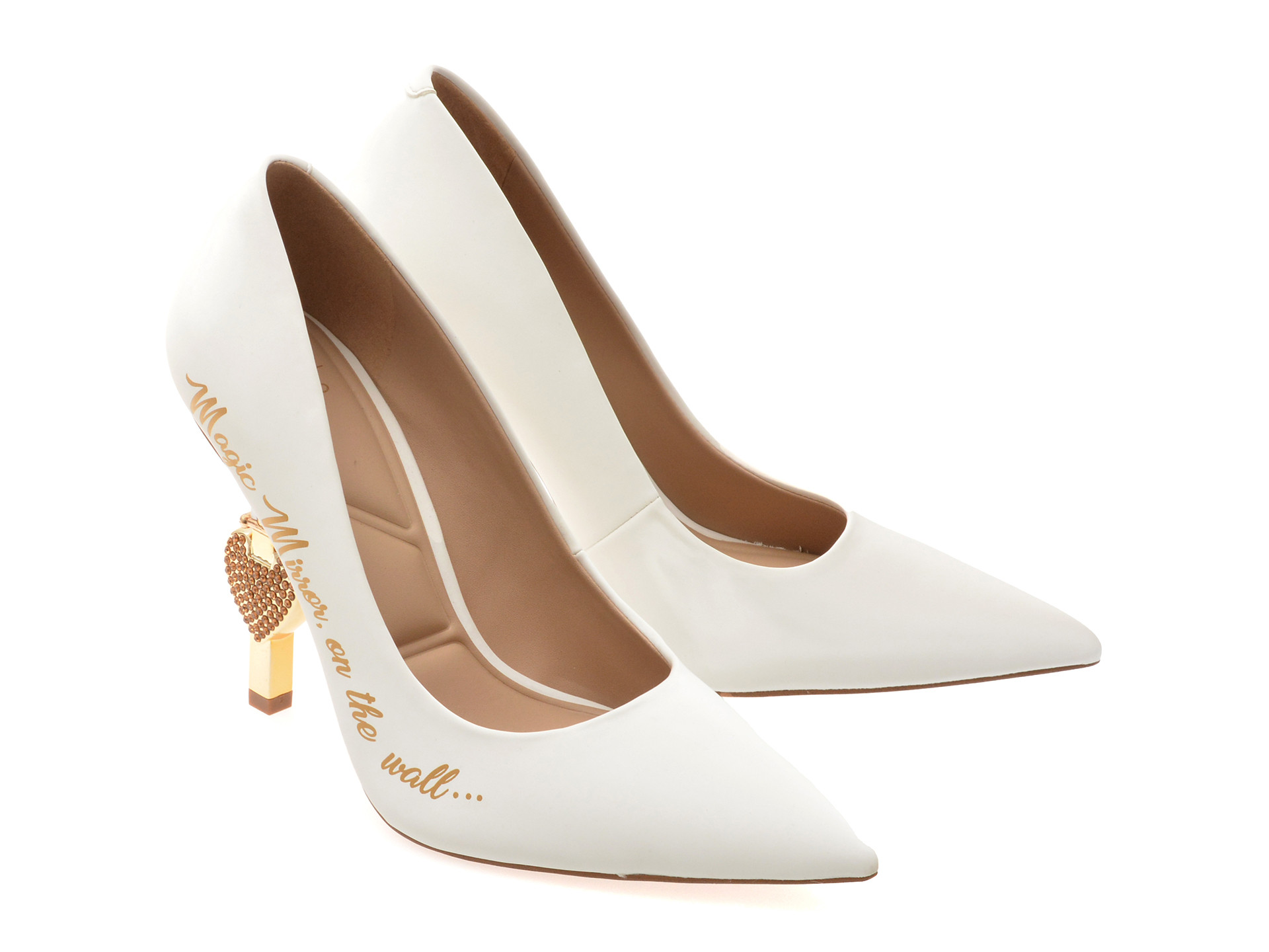 Pantofi eleganti ALDO albi, SNOWWHITEHEEL 100, din piele ecologica