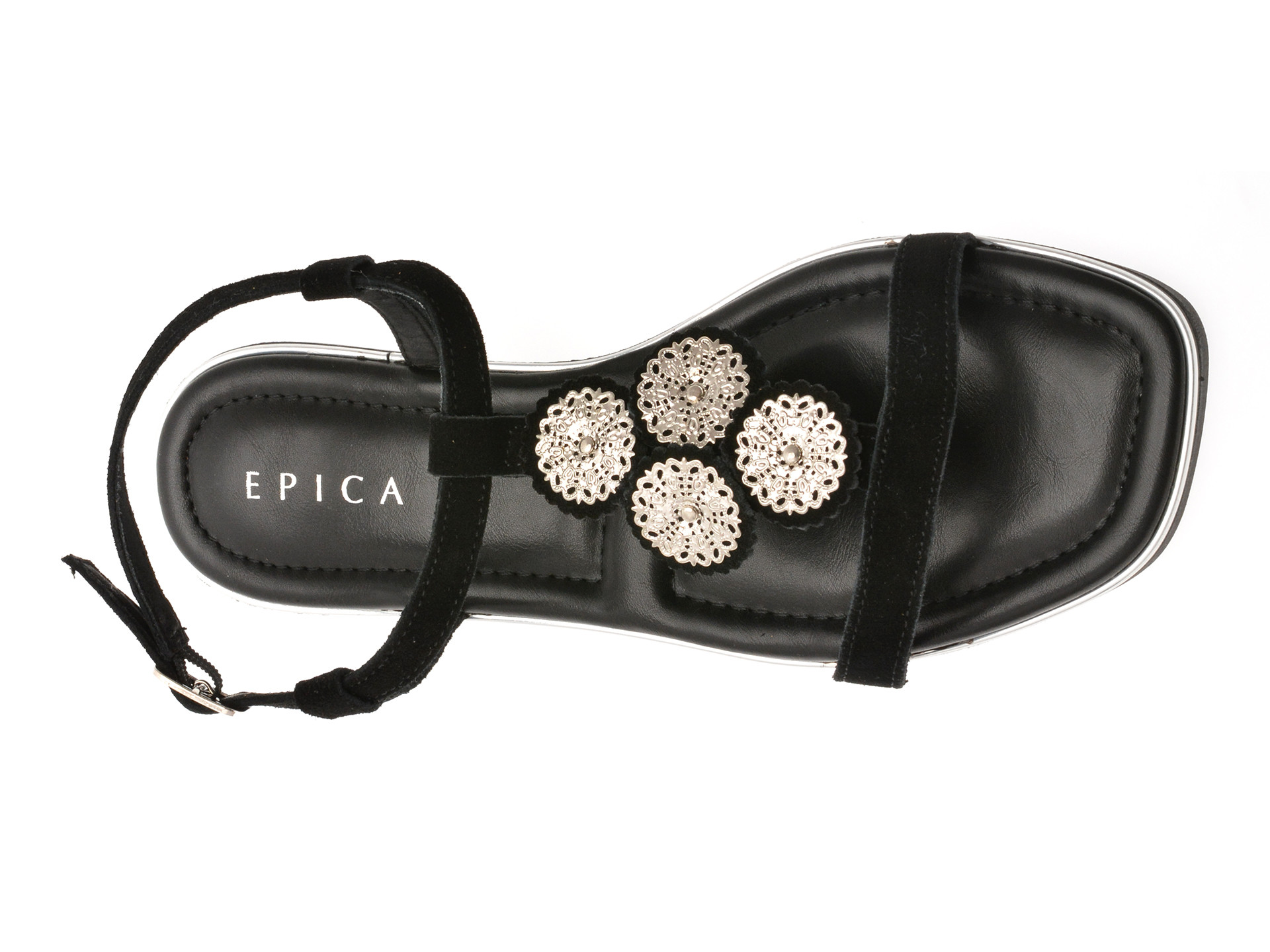Sandale EPICA negre, 82967, din piele intoarsa