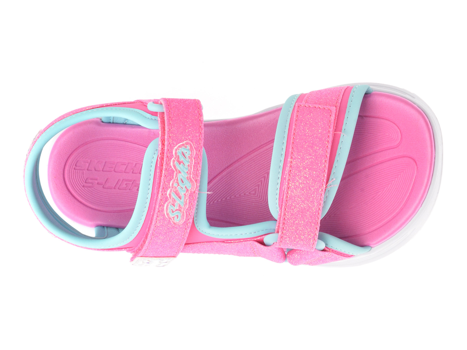 Sandale SKECHERS roz, SOLA GLOW SANDAL, din piele ecologica