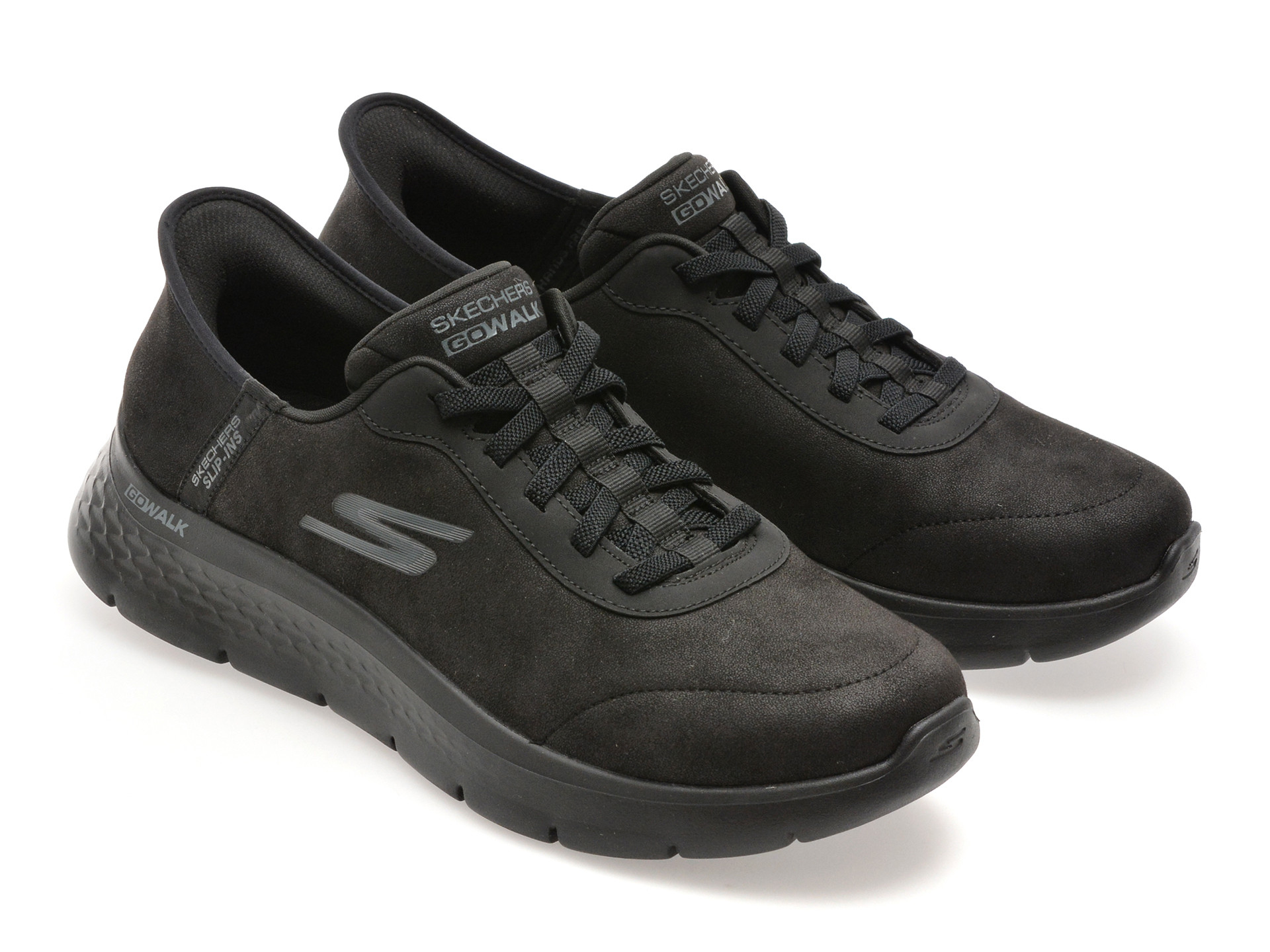 Pantofi sport SKECHERS negri, GO WALK FLEX, din material textil