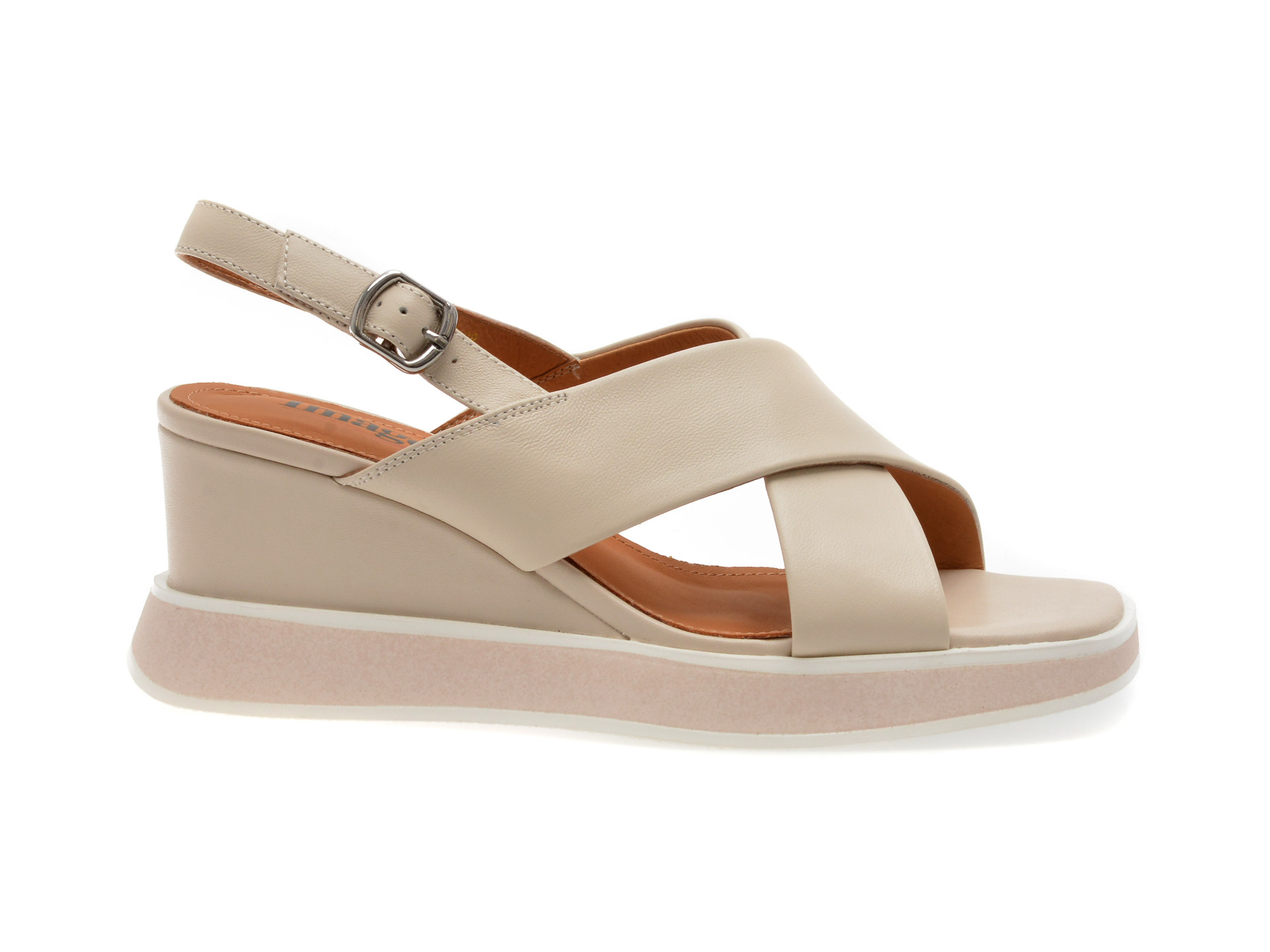 Sandale IMAGE albe, H65, din piele naturala