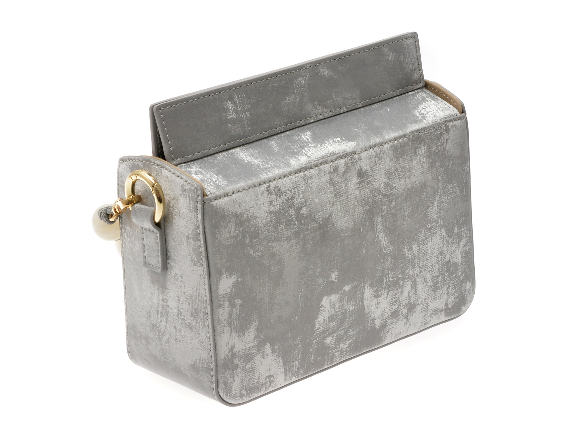 Geanta EPICA argintie, 400813, din piele naturala