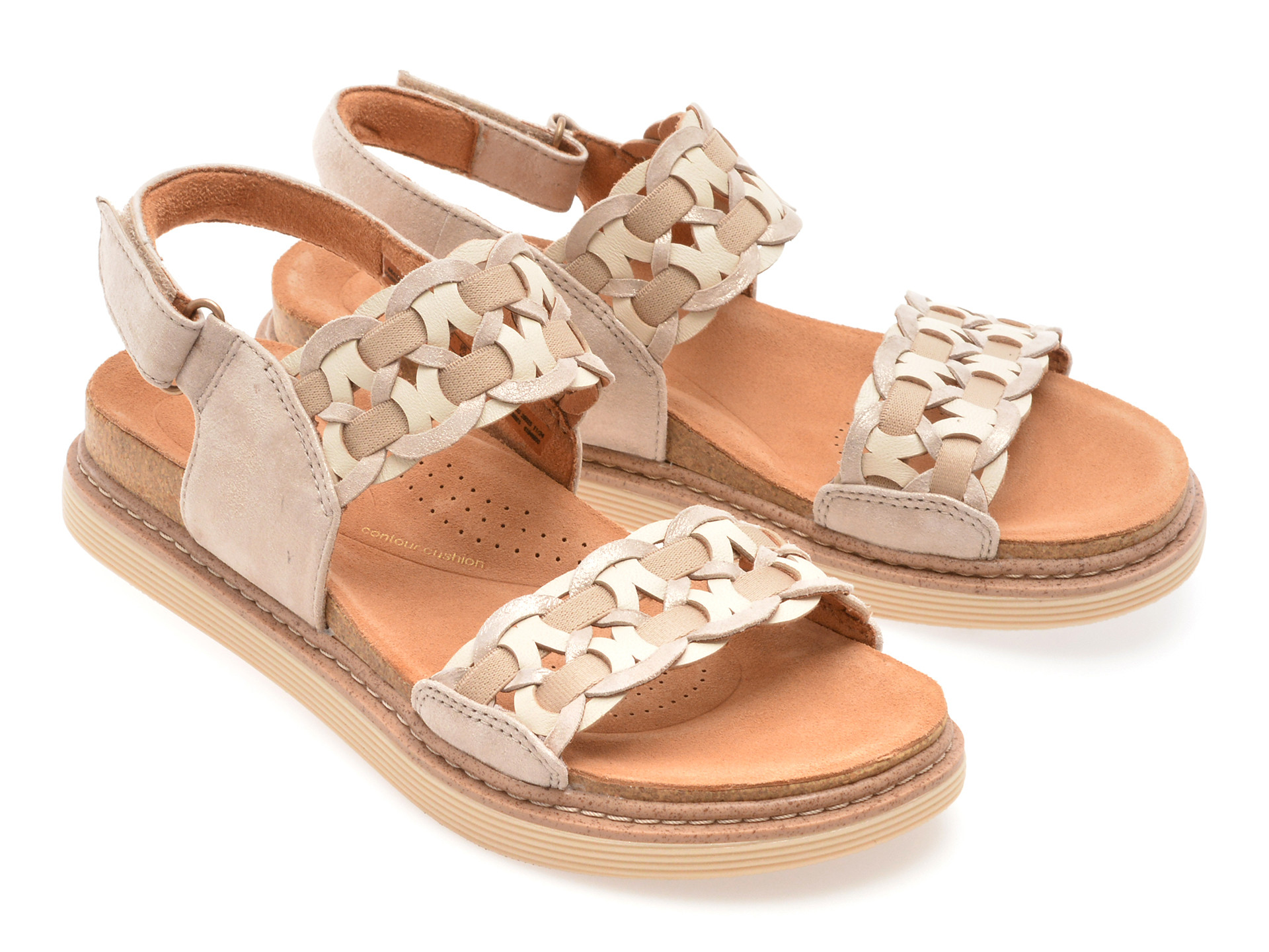 Sandale CLARKS argintii, ARWELL GLIDE, din piele naturala