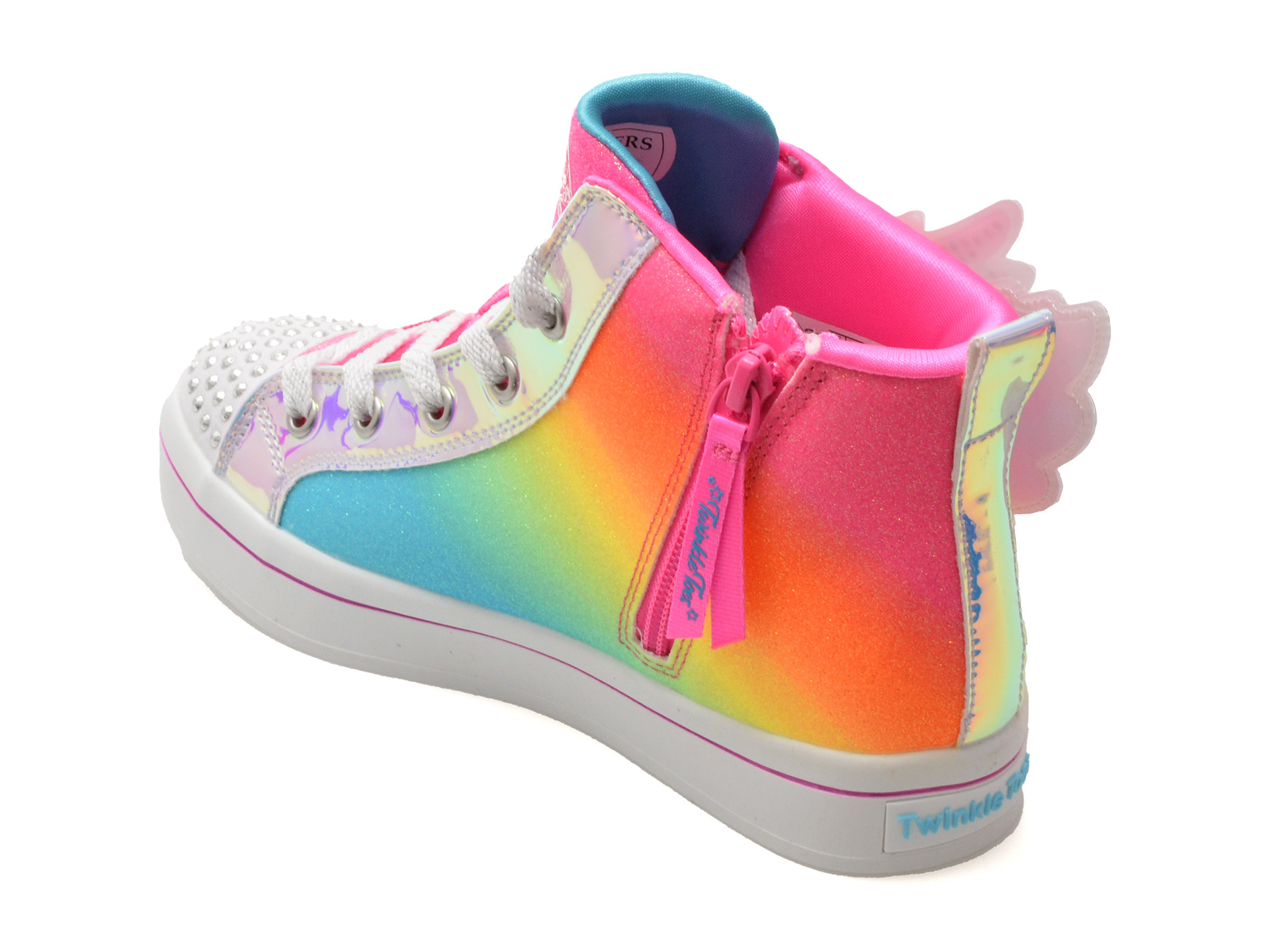 Ghete SKECHERS roz, TWI-LITES 2.0, din piele ecologica