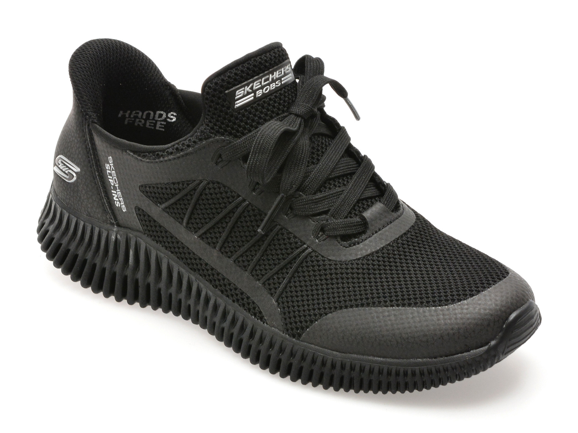 Pantofi sport SKECHERS negri, BOBS GEO LITE, din material textil