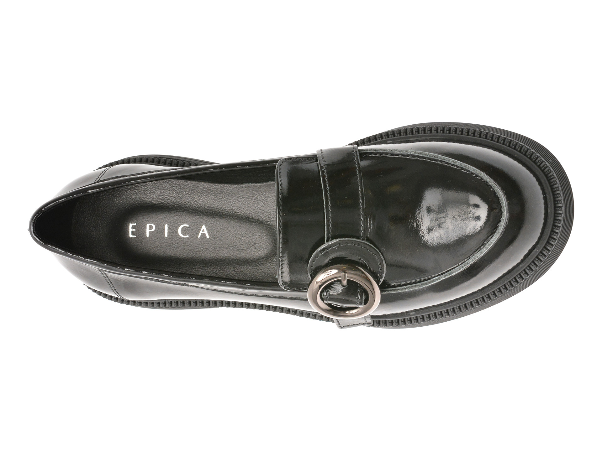 Mocasini EPICA negri, 3811402, din piele naturala lacuita