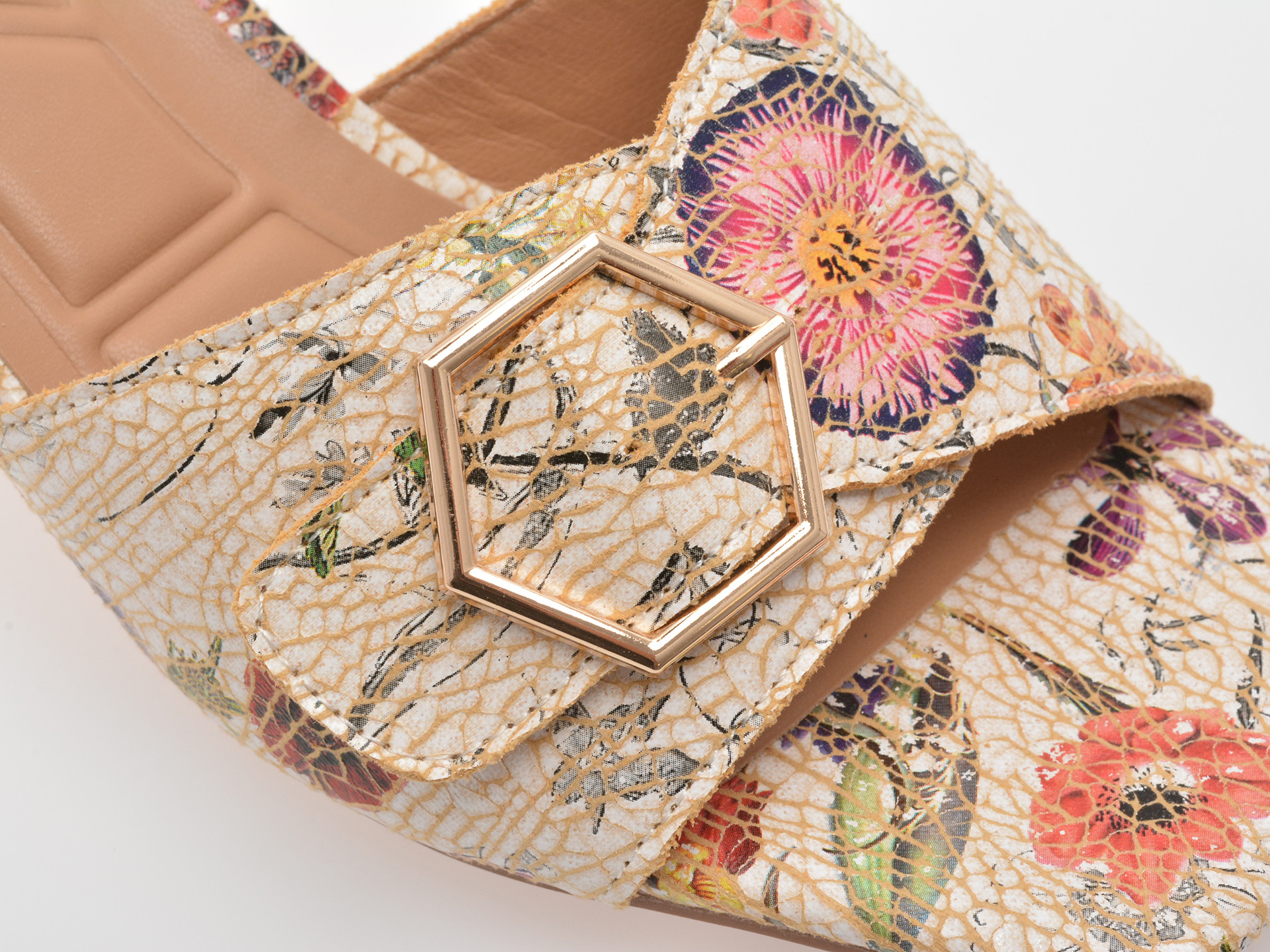 Papuci EPICA bej, 82987, din piele naturala