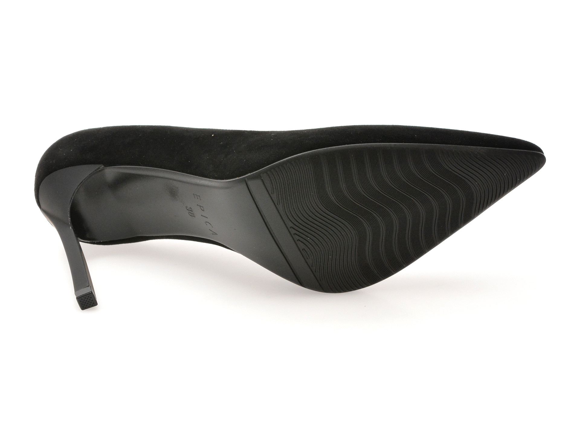 Pantofi eleganti EPICA negri, E19070, din piele intoarsa