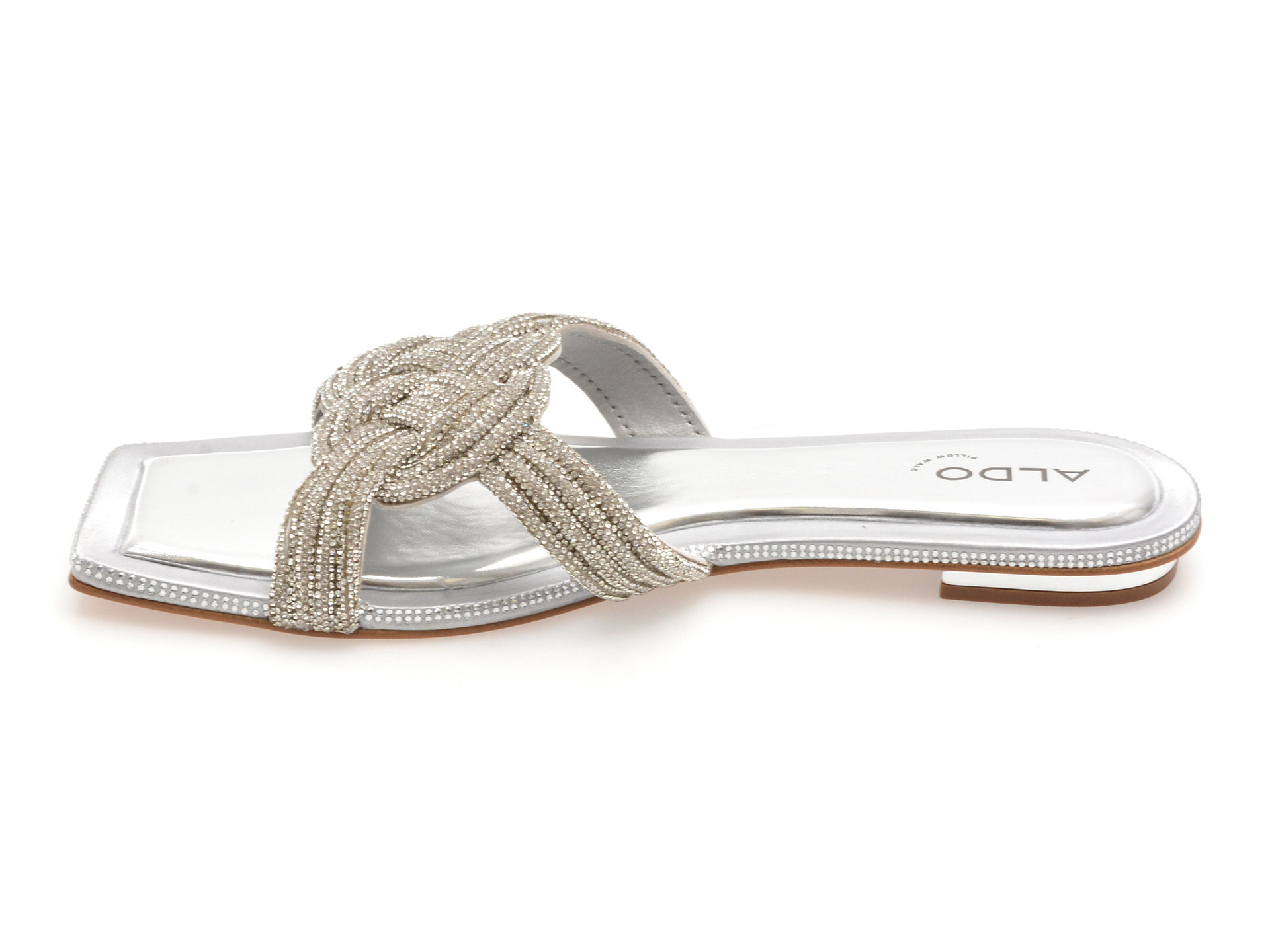 Papuci ALDO argintii, KARLINA 040, din piele ecologica