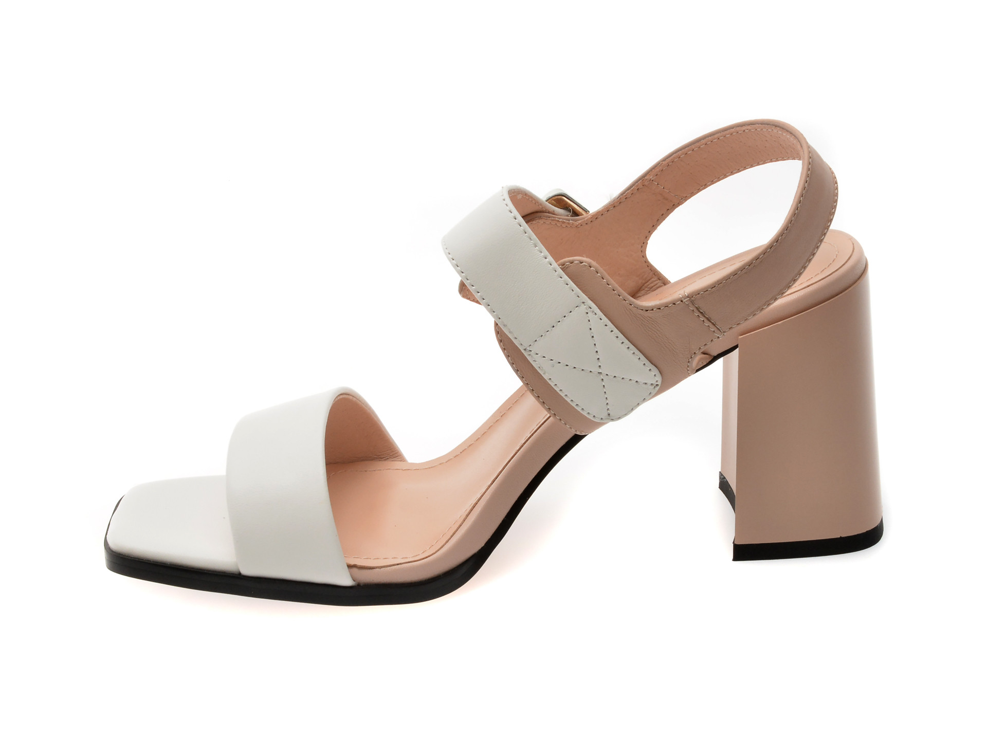 Sandale EPICA albe, H890, din piele naturala