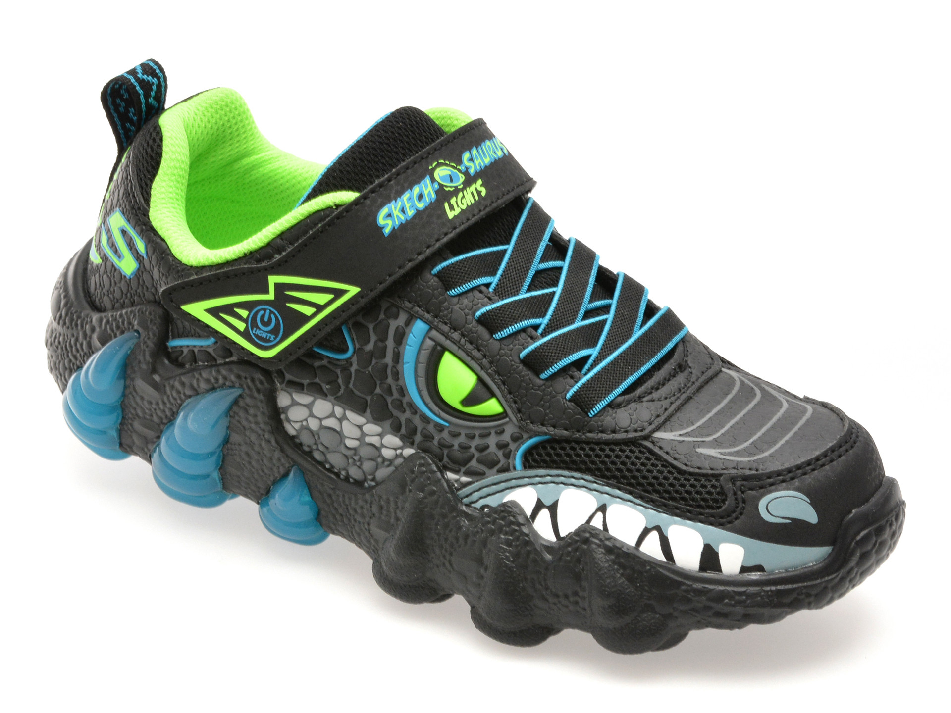 Pantofi sport SKECHERS negri, SKECH-O-SAURUS LIGHTS 2.0, din material textil