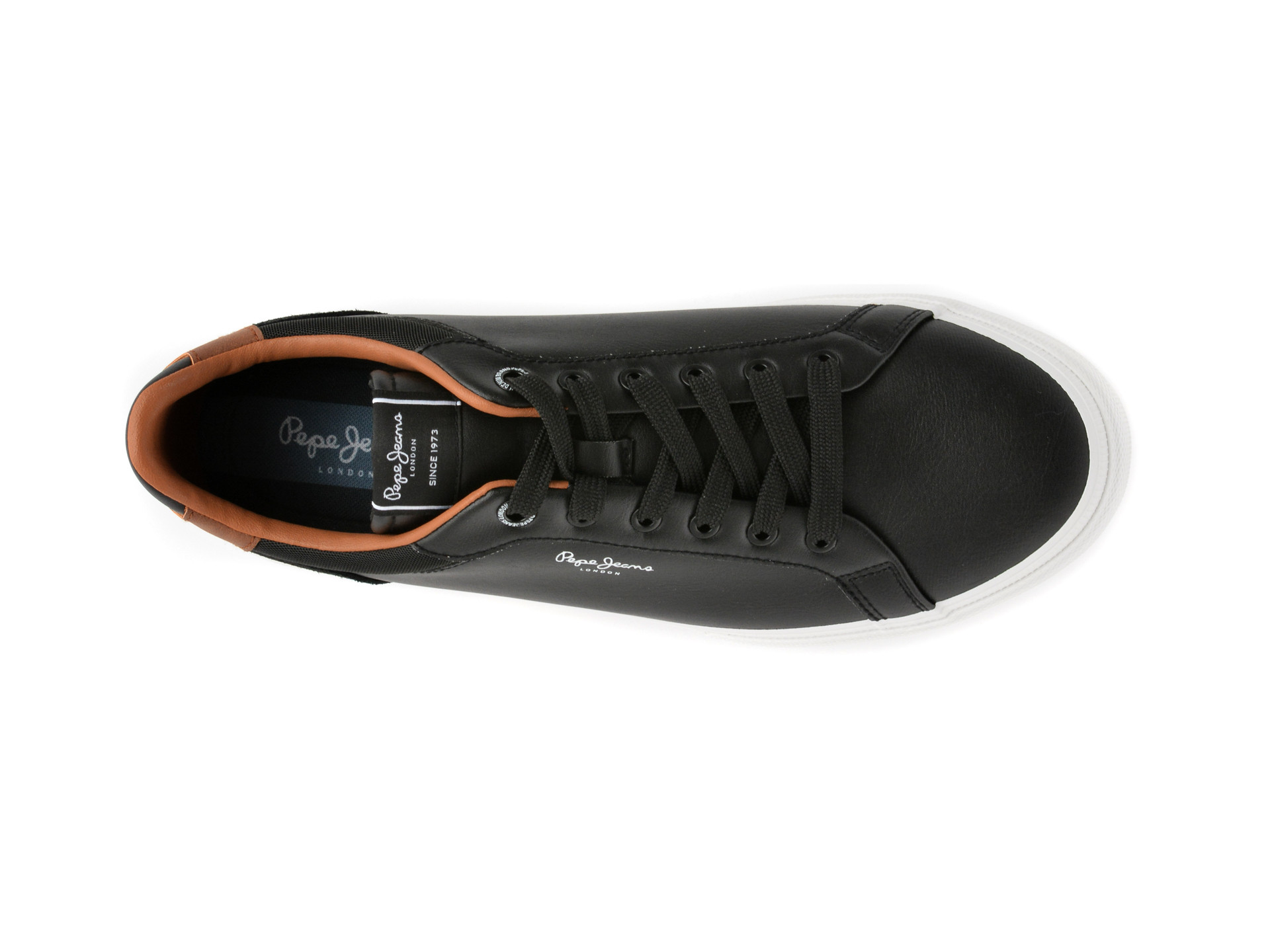 Pantofi sport PEPE JEANS negri, KENTON COURT, din piele ecologica
