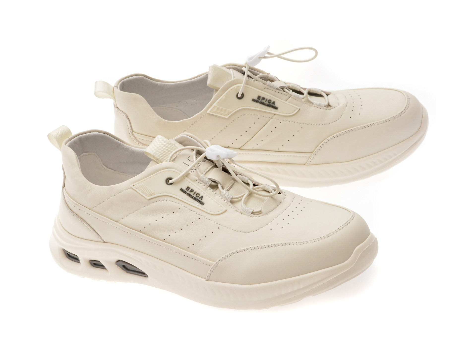 Pantofi sport EPICA albi, T9500, din piele naturala