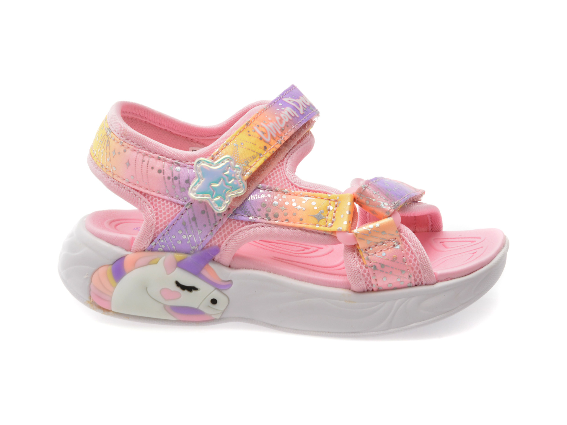 Sandale SKECHERS roz, UNICORN DREAMS, din material textil