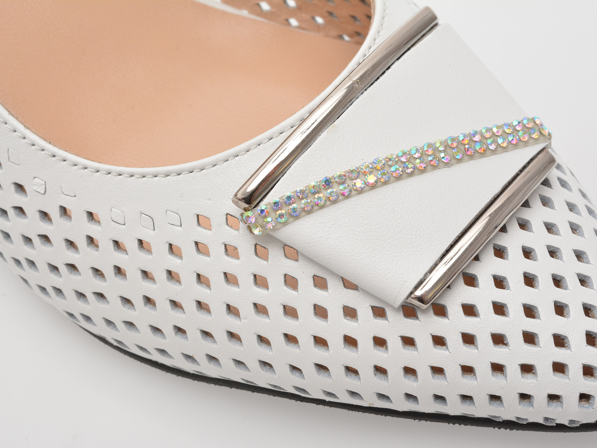 Pantofi EPICA albi, 6192301, din piele naturala