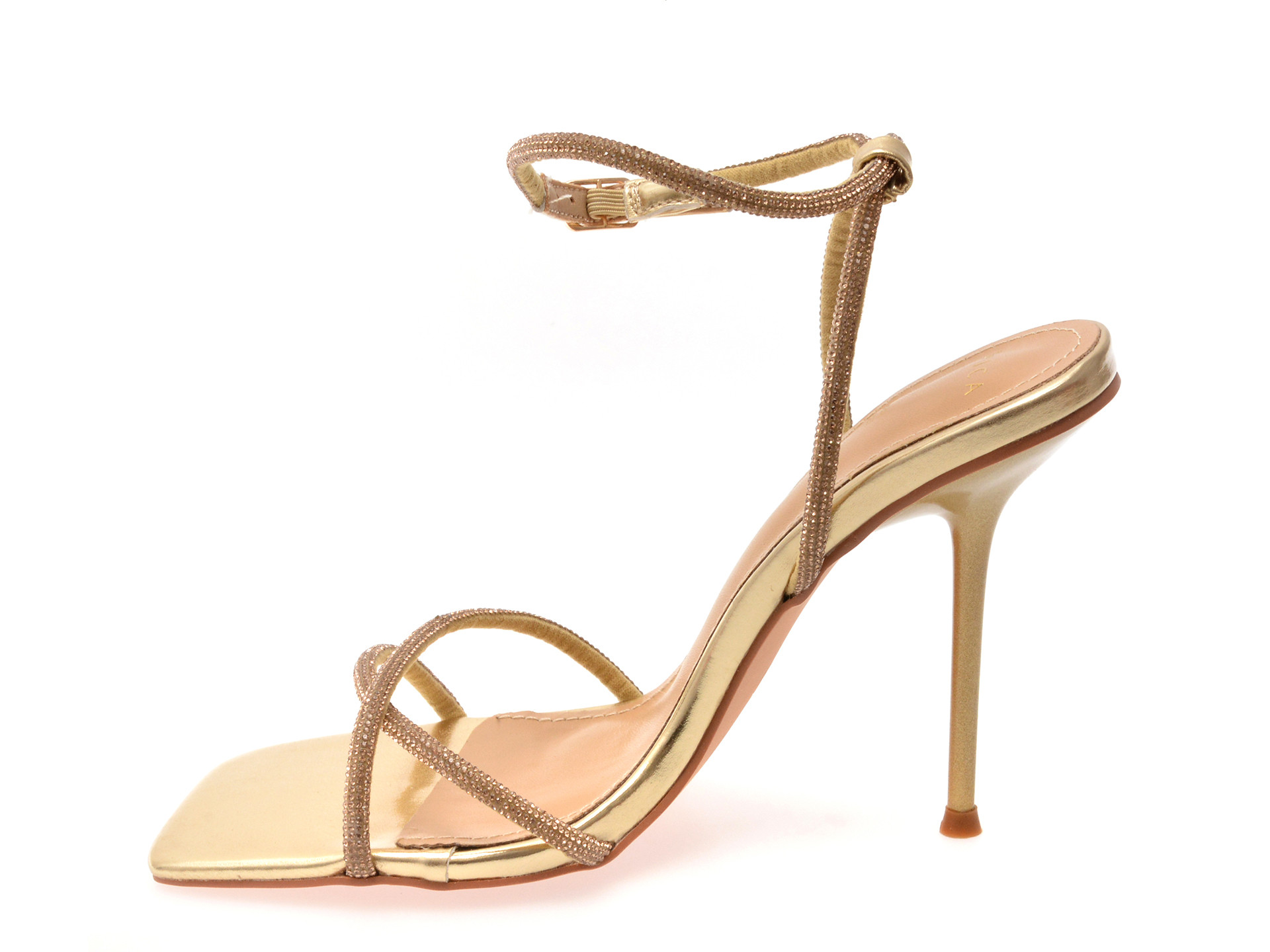 Sandale elegante EPICA aurii, 82941, din material textil