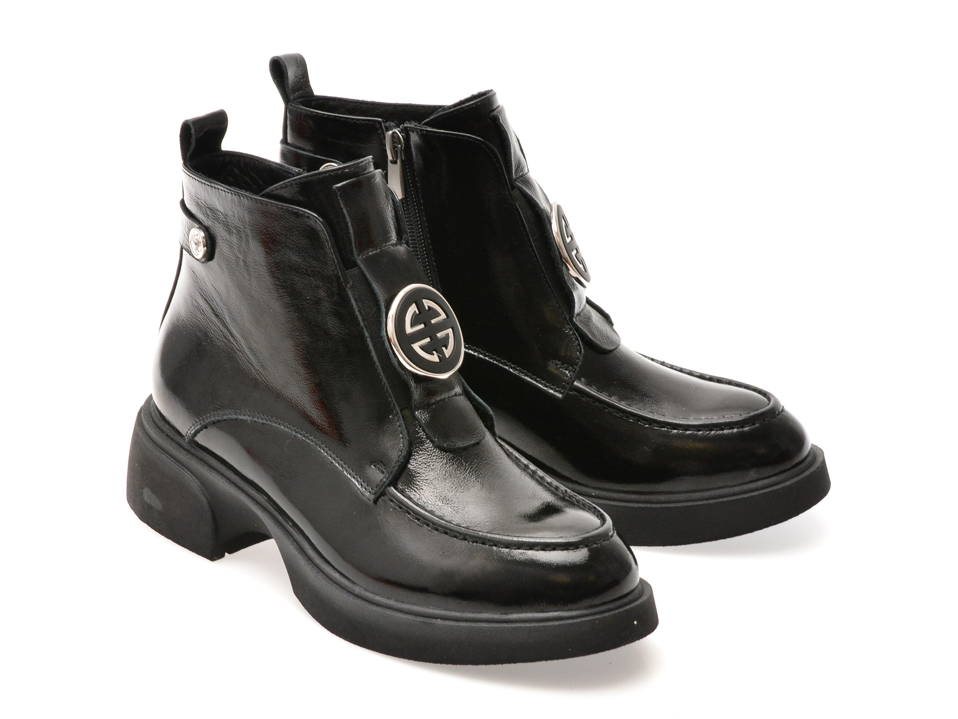 Ghete IMAGE negre, 3695030, din piele naturala lacuita