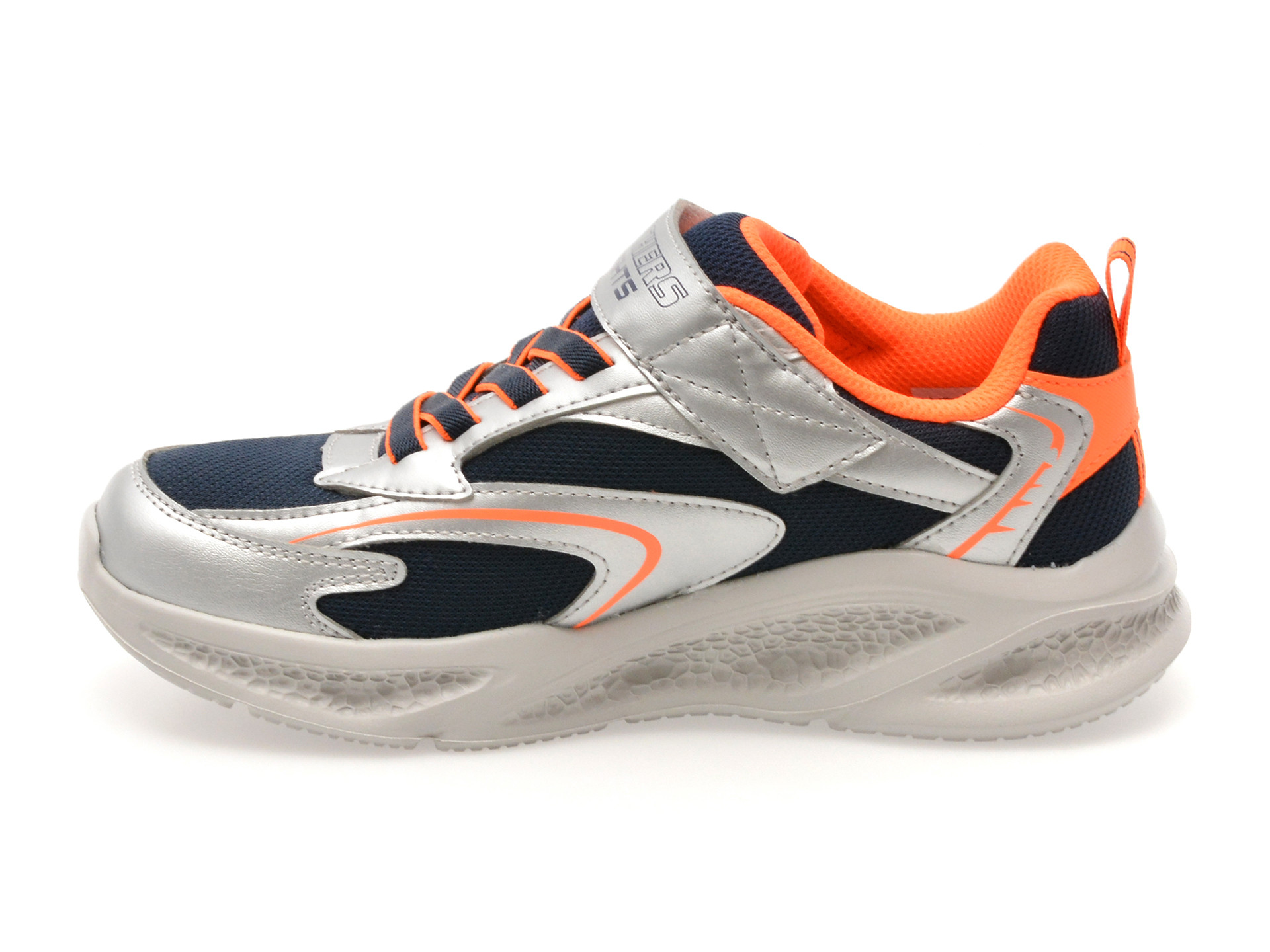 Pantofi sport SKECHERS argintii, METEOR-LIGHTS, din material textil