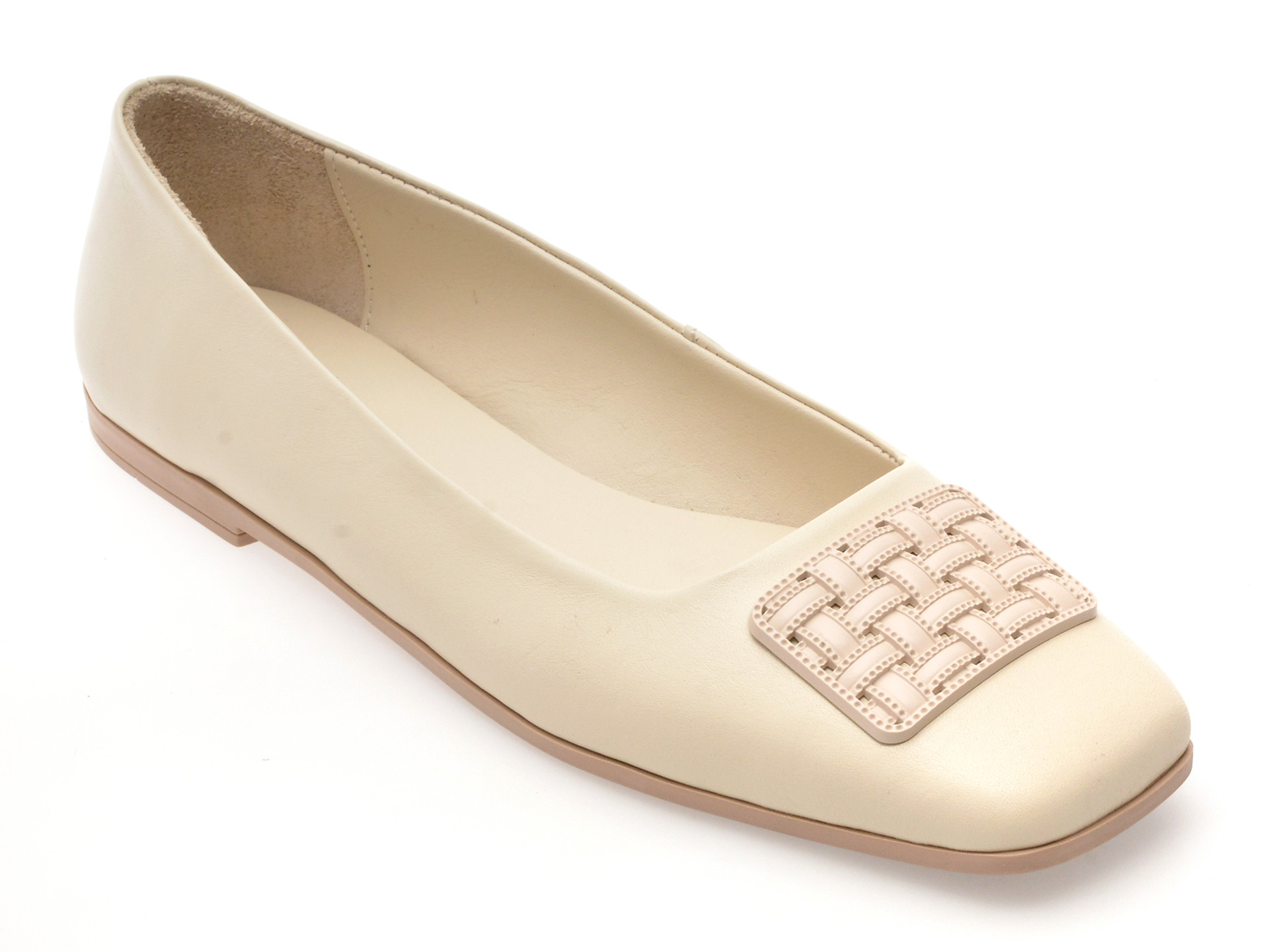 Balerini IMAGE albi, 3562400, din piele naturala