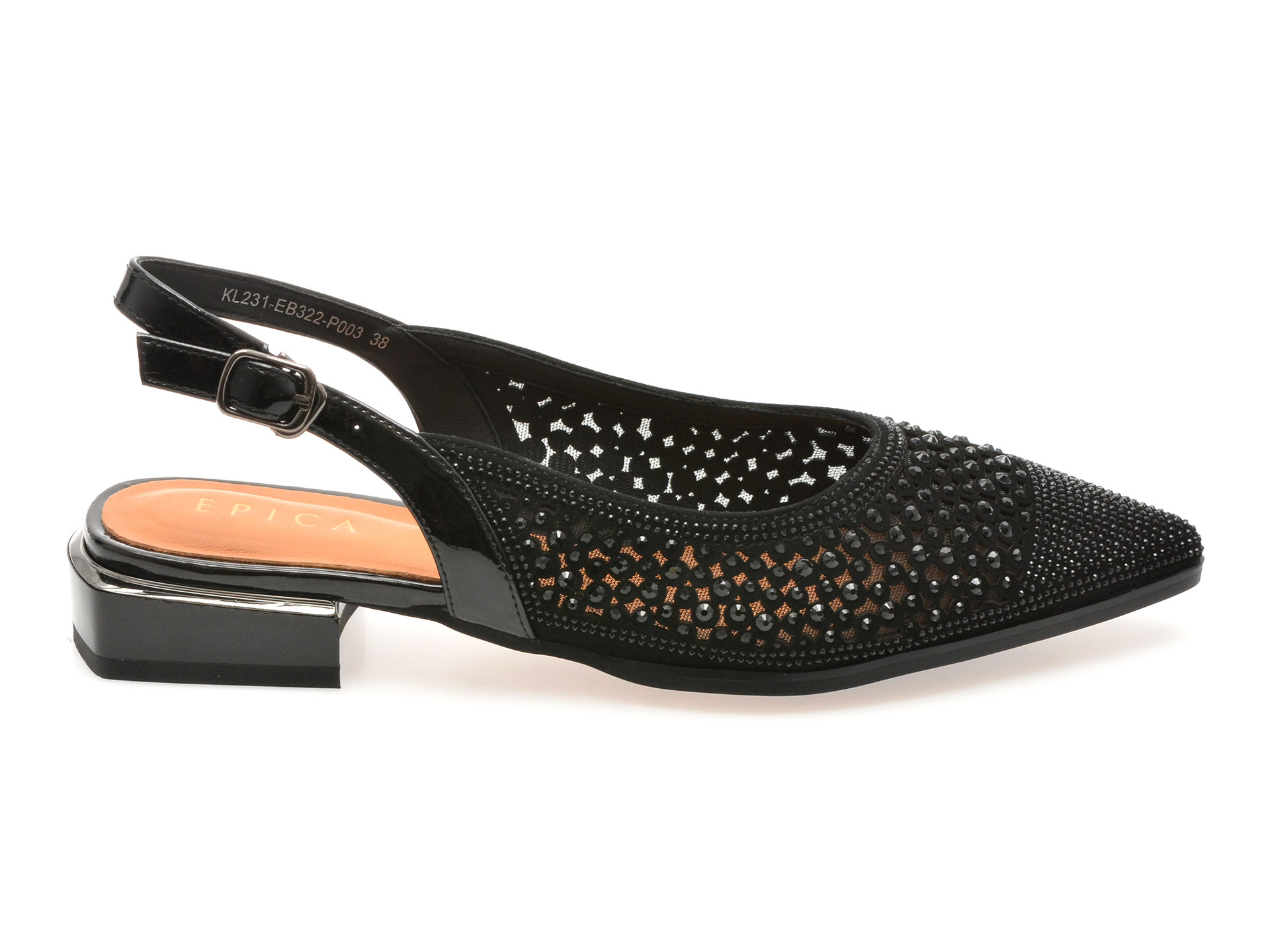 Pantofi EPICA negri, EB322, din piele intoarsa