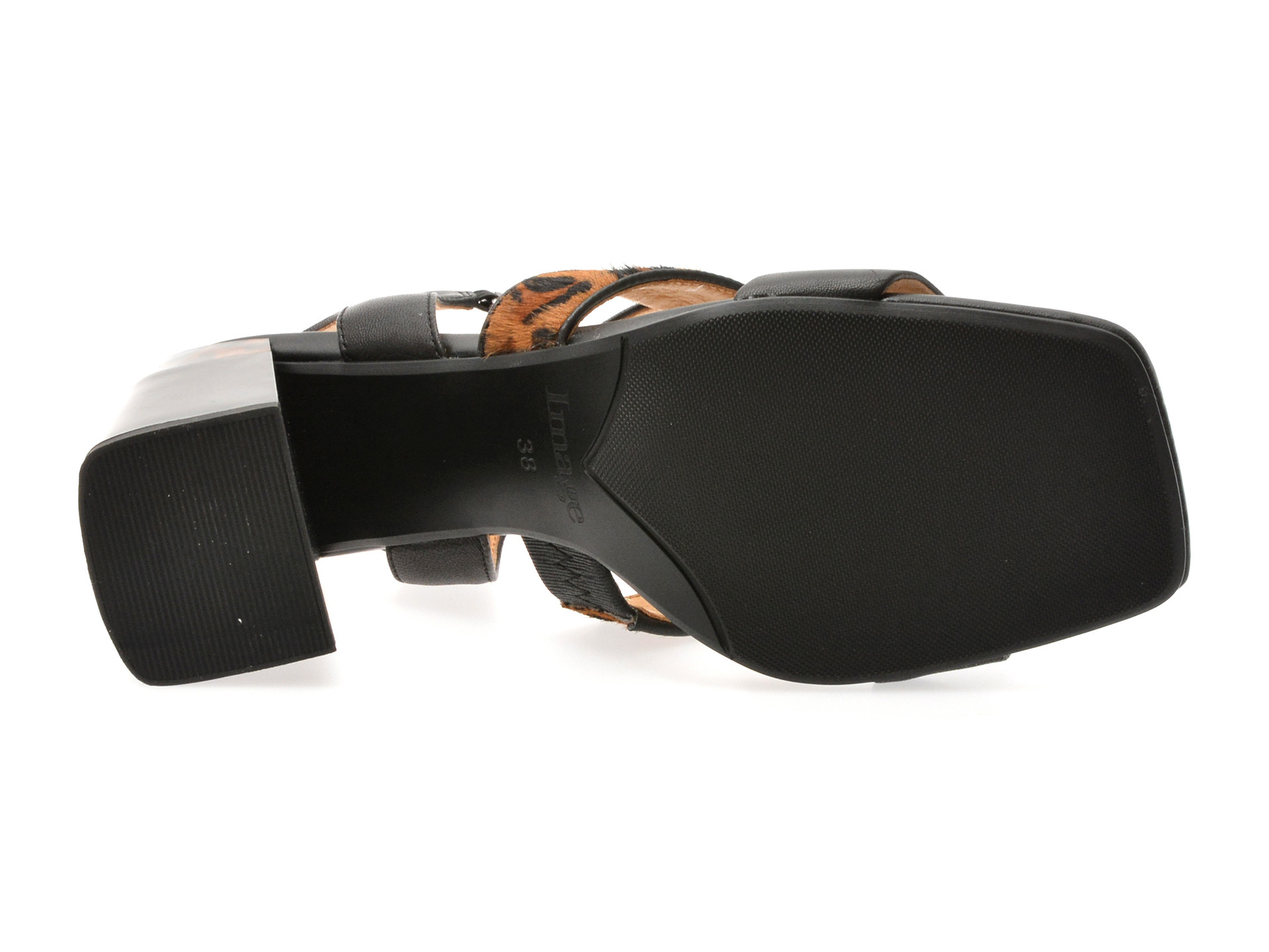 Sandale IMAGE negre, K996, din piele naturala