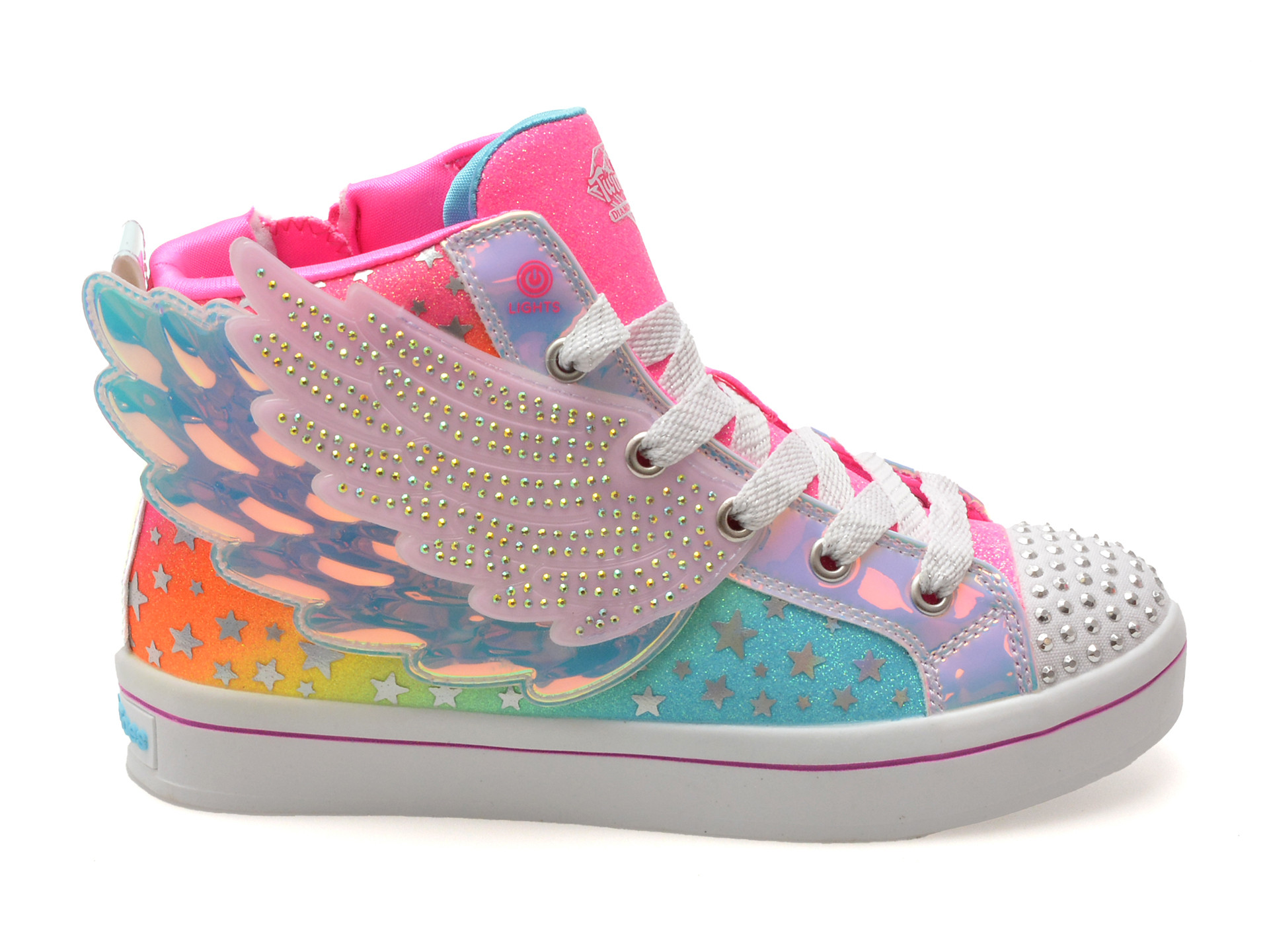 Ghete SKECHERS roz, TWI-LITES 2.0, din piele ecologica