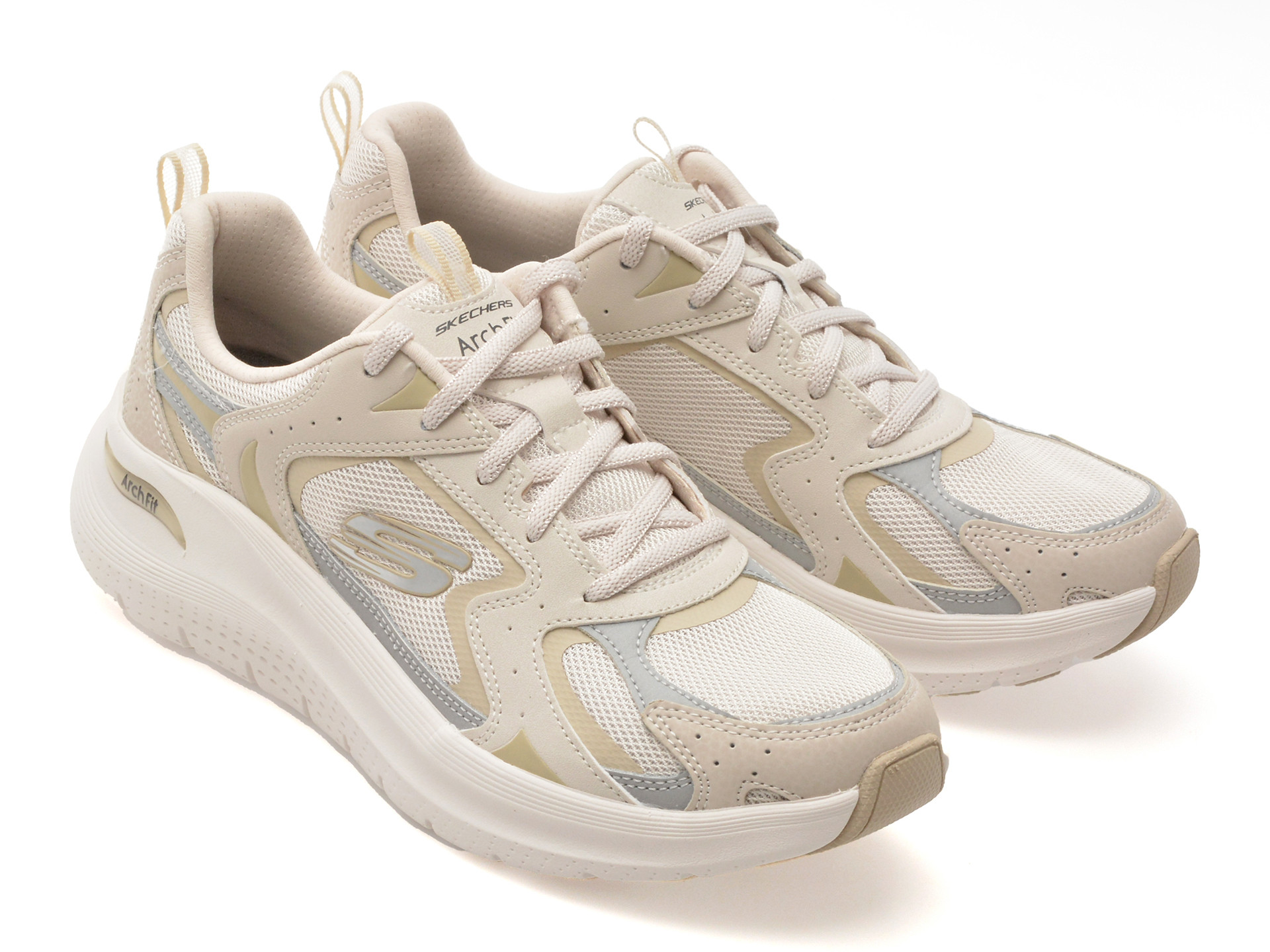 Pantofi sport SKECHERS bej, ARCH FIT 2.0, din material textil
